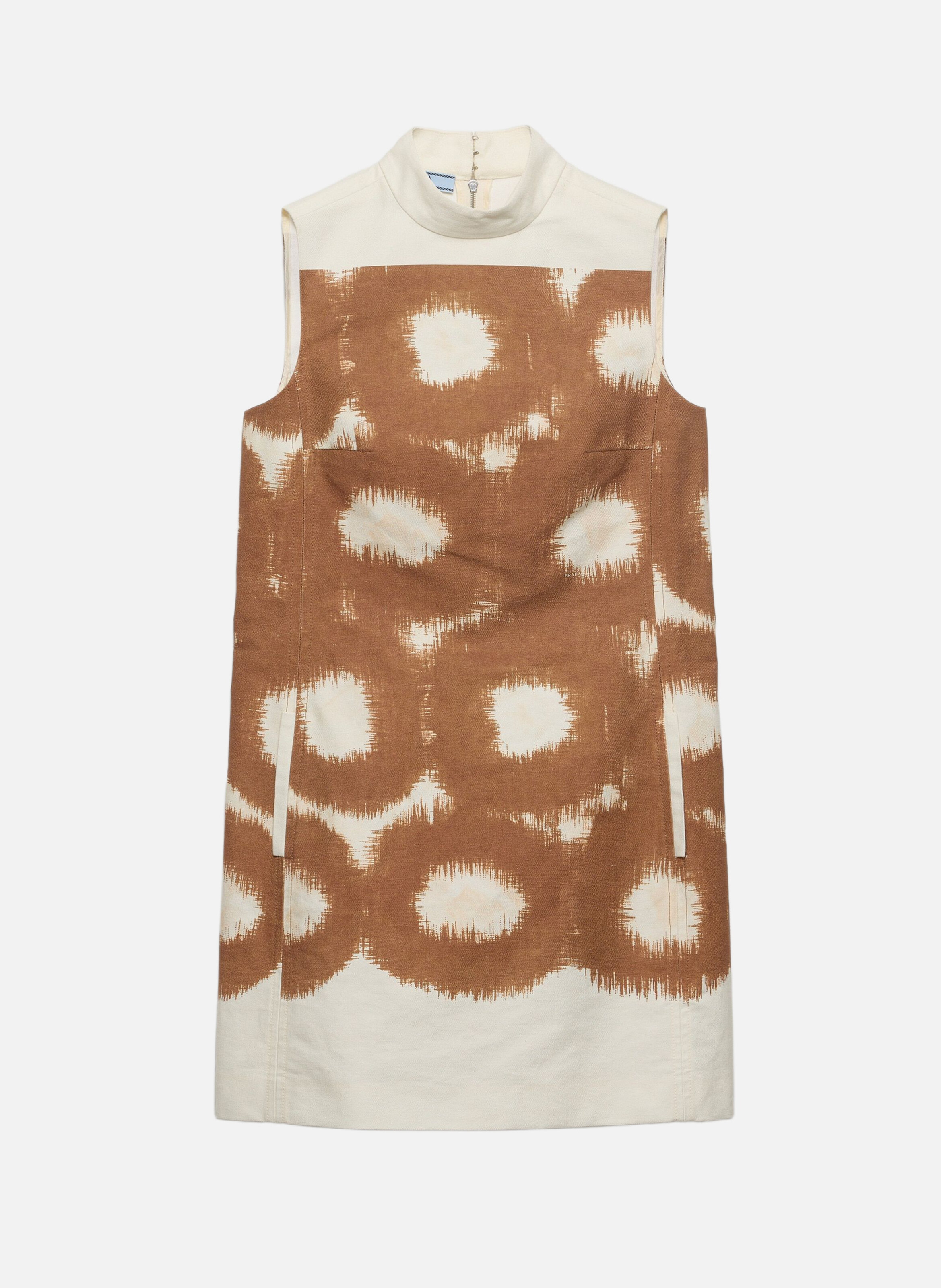 Mini-robe en toile imprimée PRADA Marron