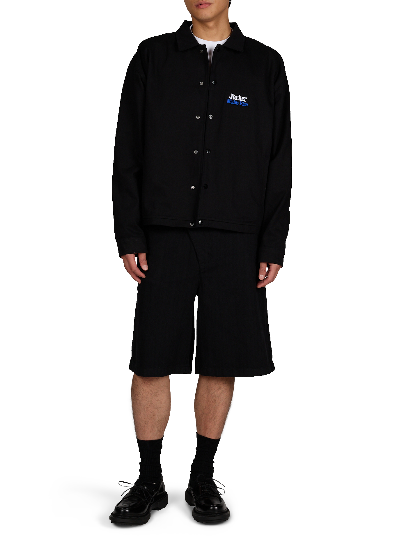 Veste droite brodée en coton JACKER. Noir