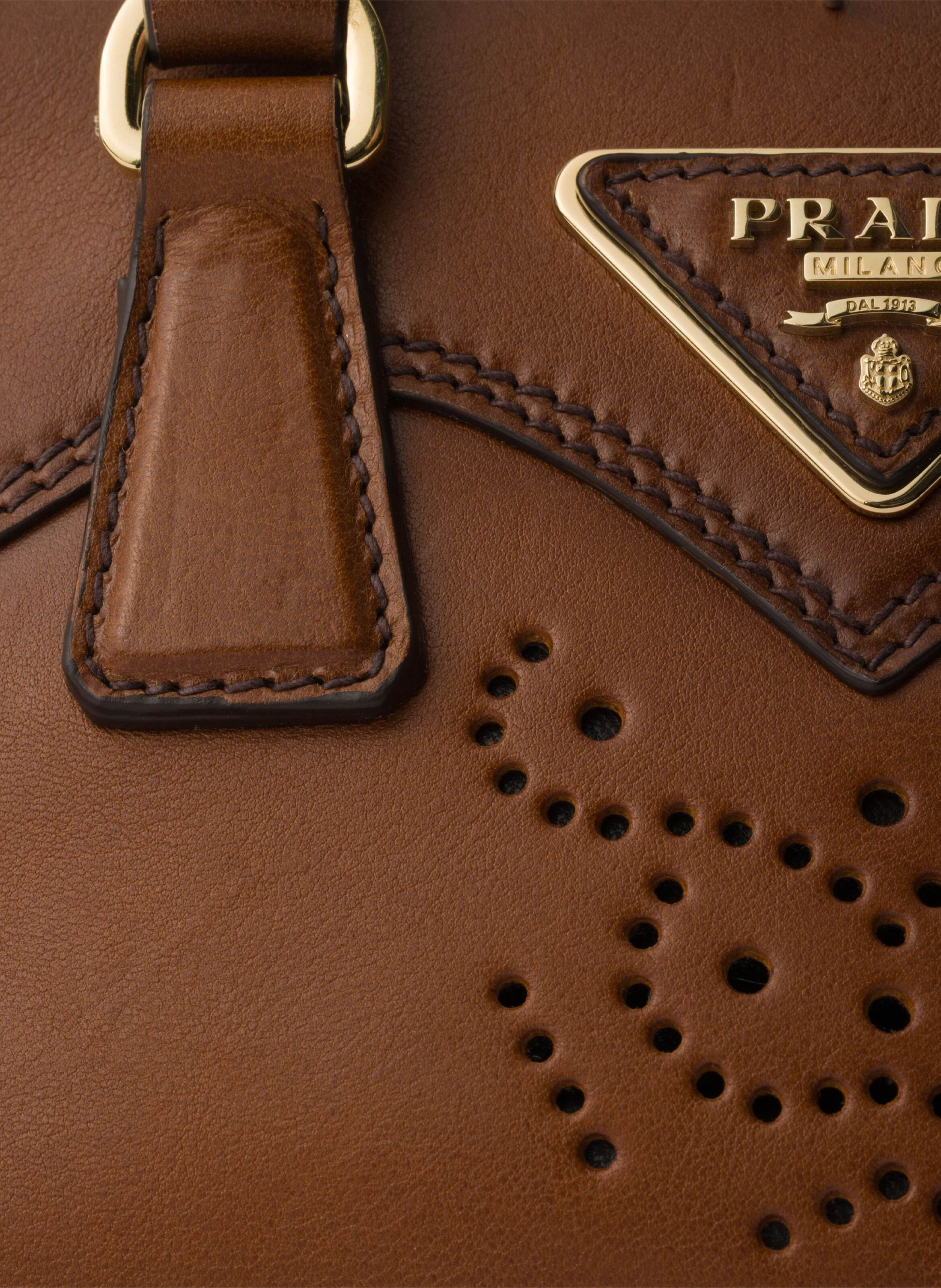 Mini sac prada galleria en cuir PRADA Marron