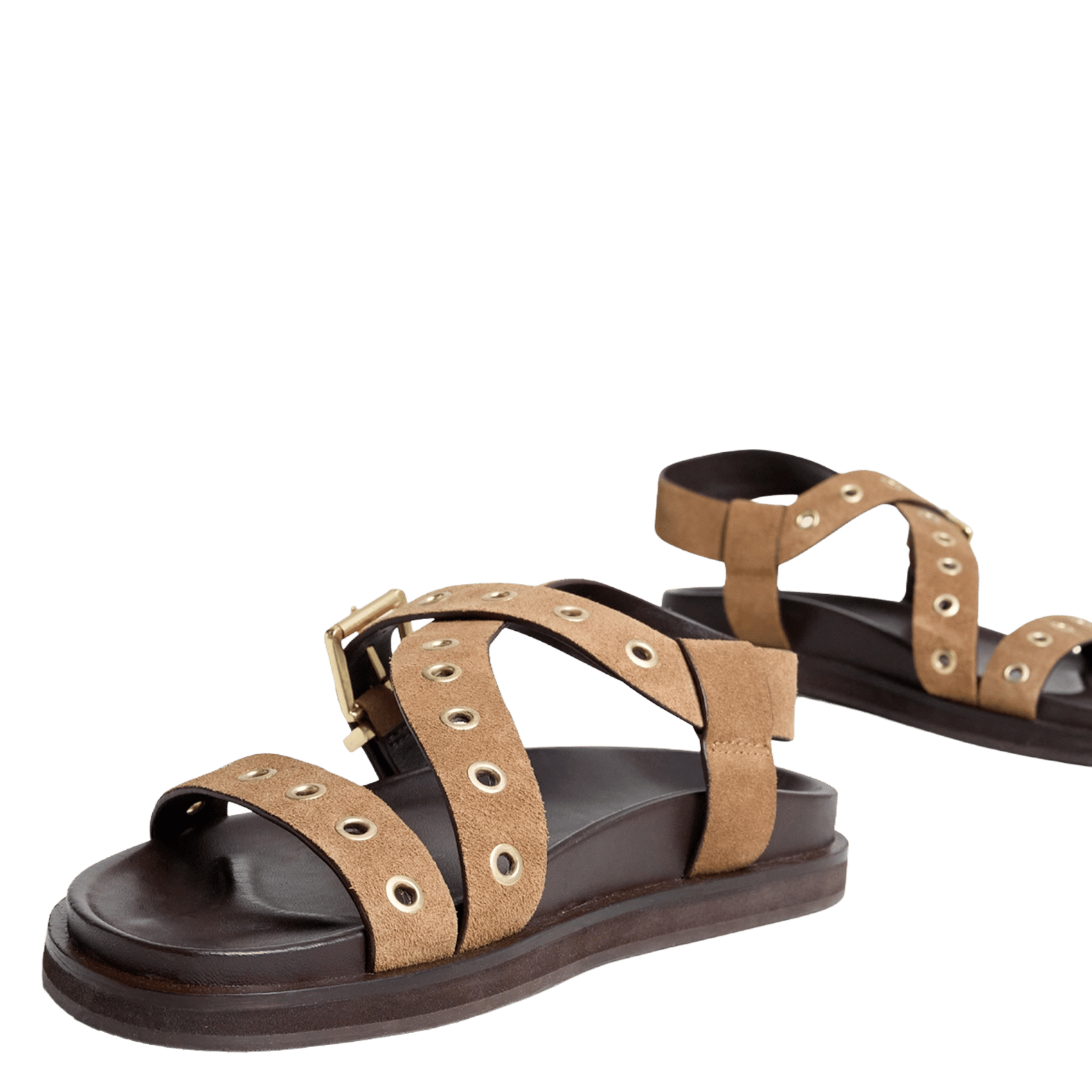 Sandales plates en cuir velours wizon JONAK Marron