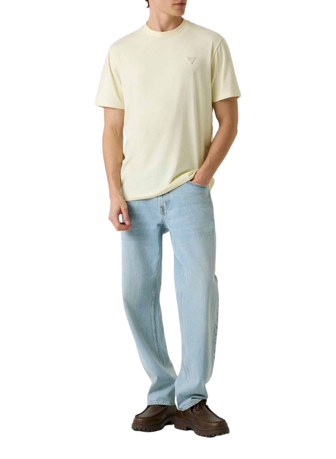 T-shirt droit en coton mélangé GUESS Yellow