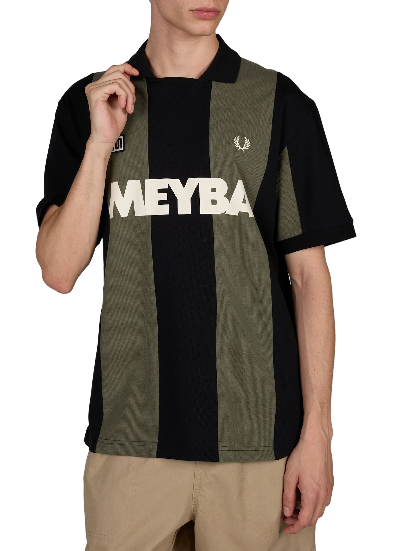 Piqué Cotton Vertical Striped Polo FRED PERRY Black