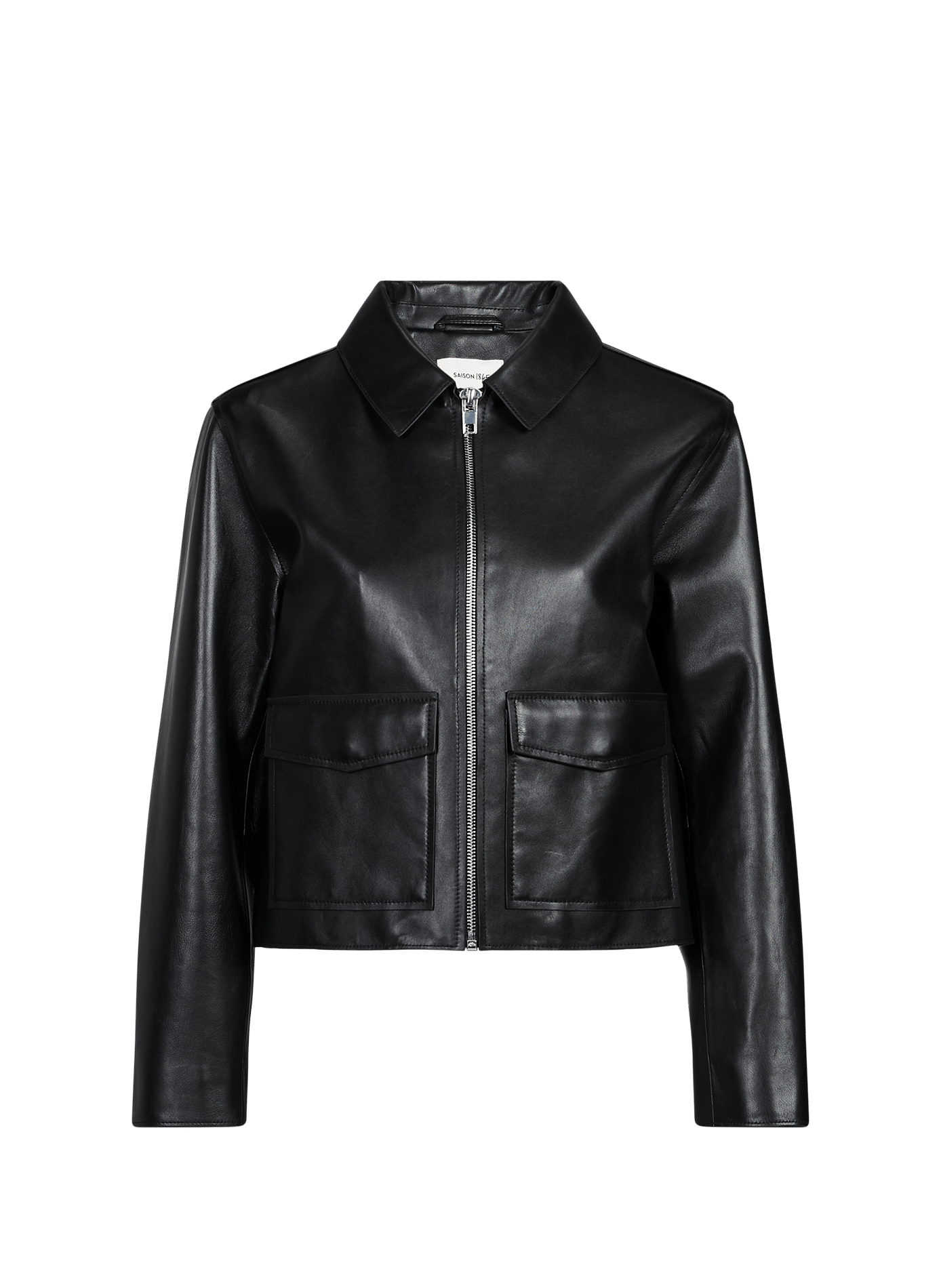 Short straight Bumia leather jacket SAISON 1865 Black