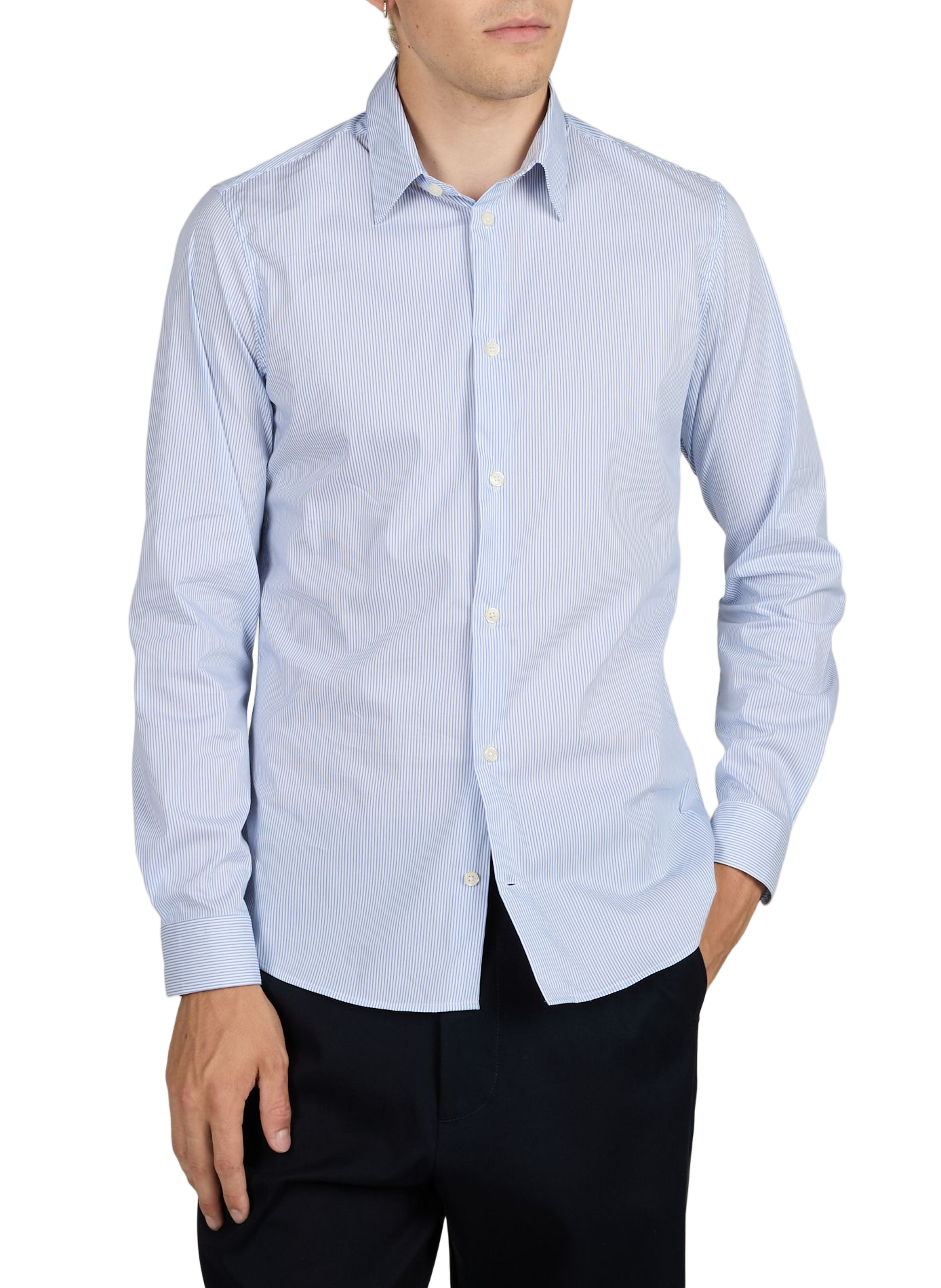Long-sleeved striped cotton shirt AU PRINTEMPS PARIS Blue