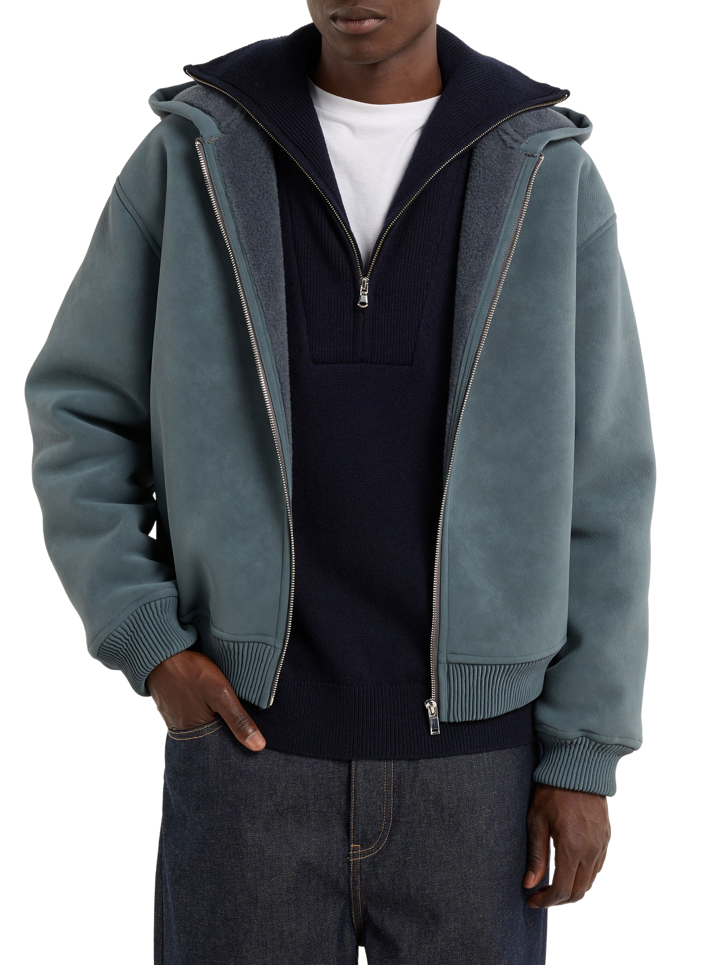 Blouson uni à capuche SAISON 1865 Bleu