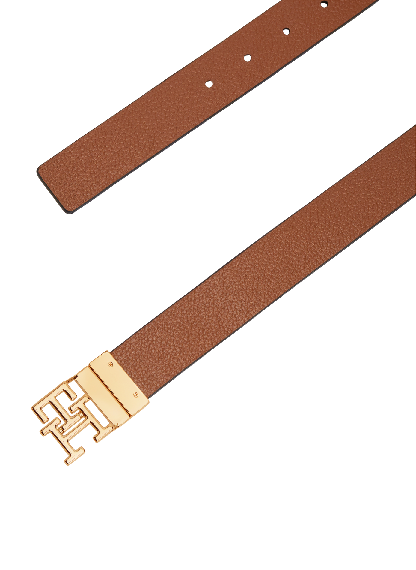 Reversible belt with gold buckle in leather TOMMY HILFIGER Black