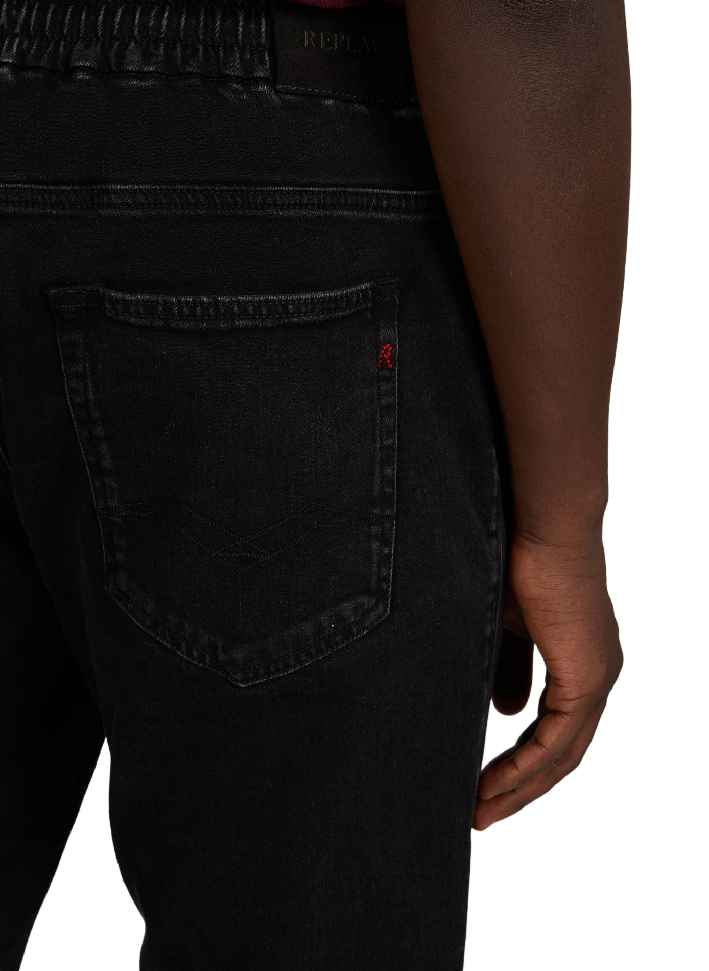 Straight leg cotton denim pants REPLAY Black