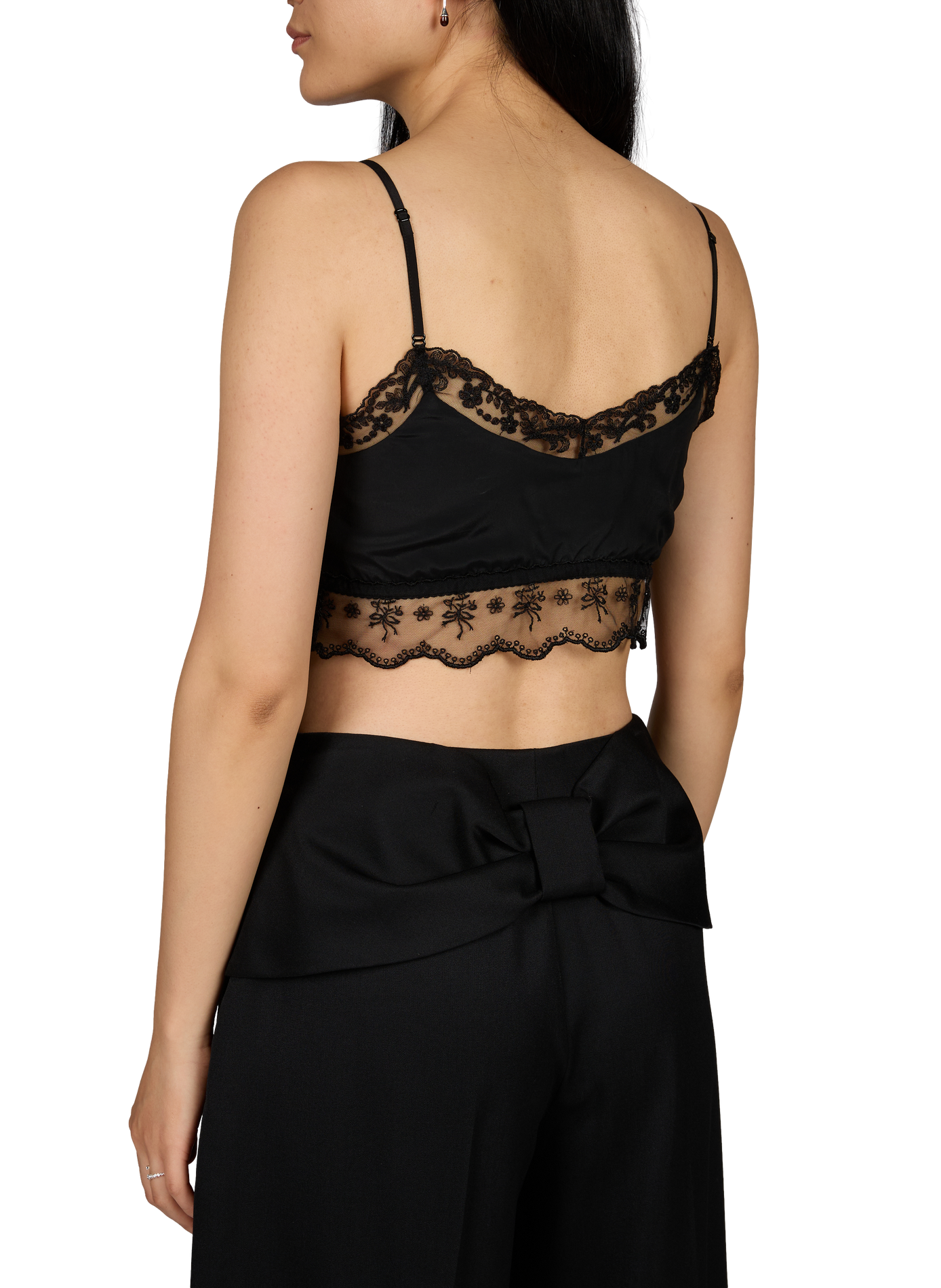 Zippered bralette with lace panel SIMONE ROCHA Black