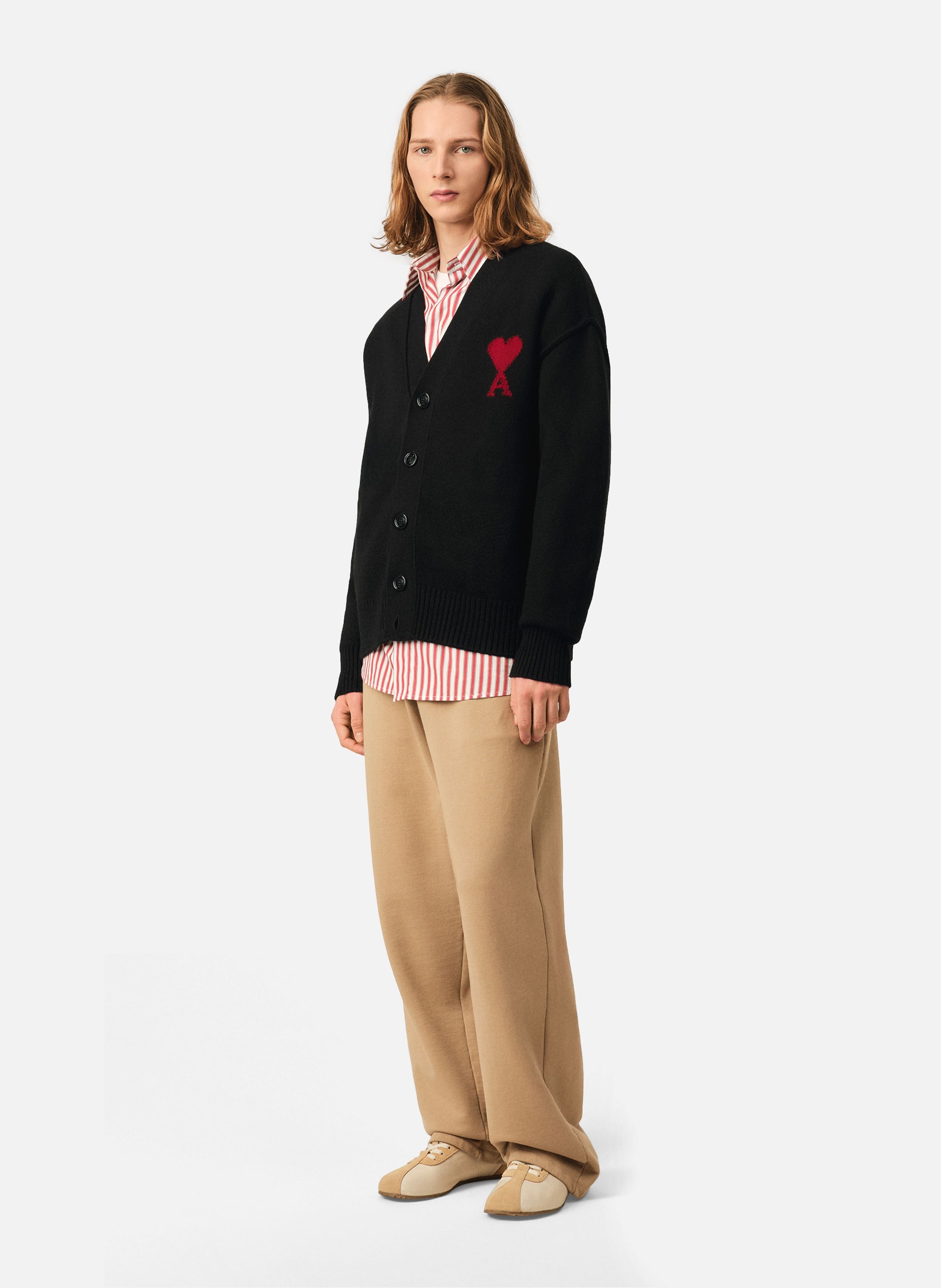 Cardigan unisexe en laine ami de coeur AMI PARIS Noir