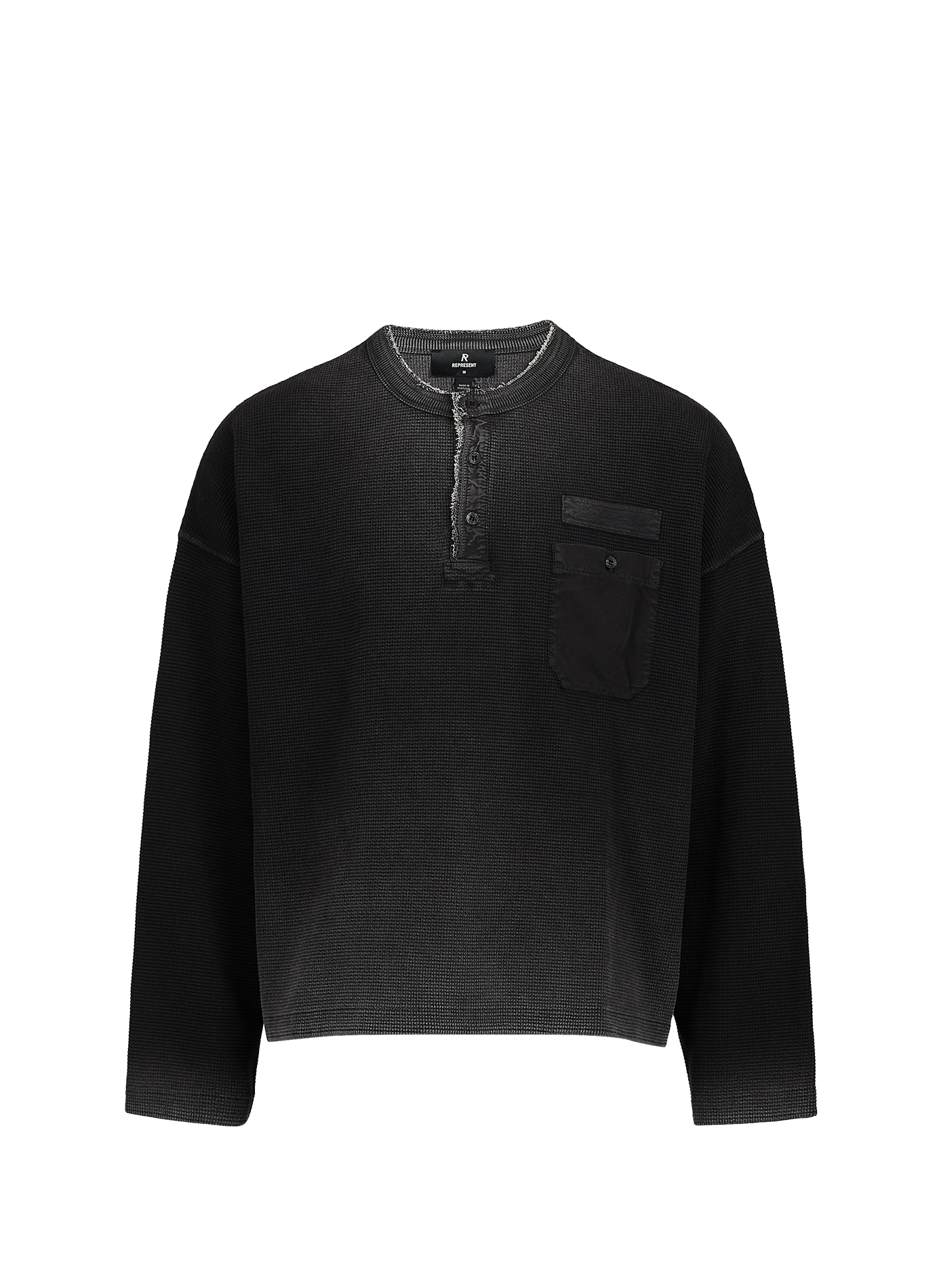 Textured straight cotton sweater REPRESENT Black