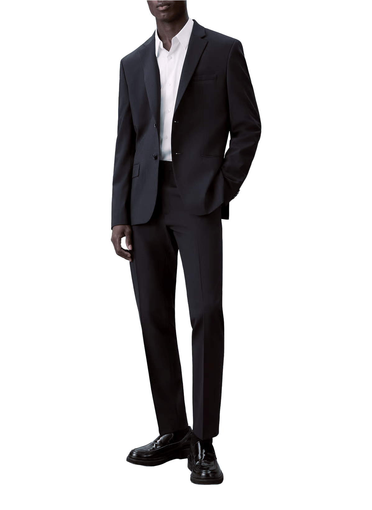 Blazer droit en laine mélangée CALVIN KLEIN Bleu