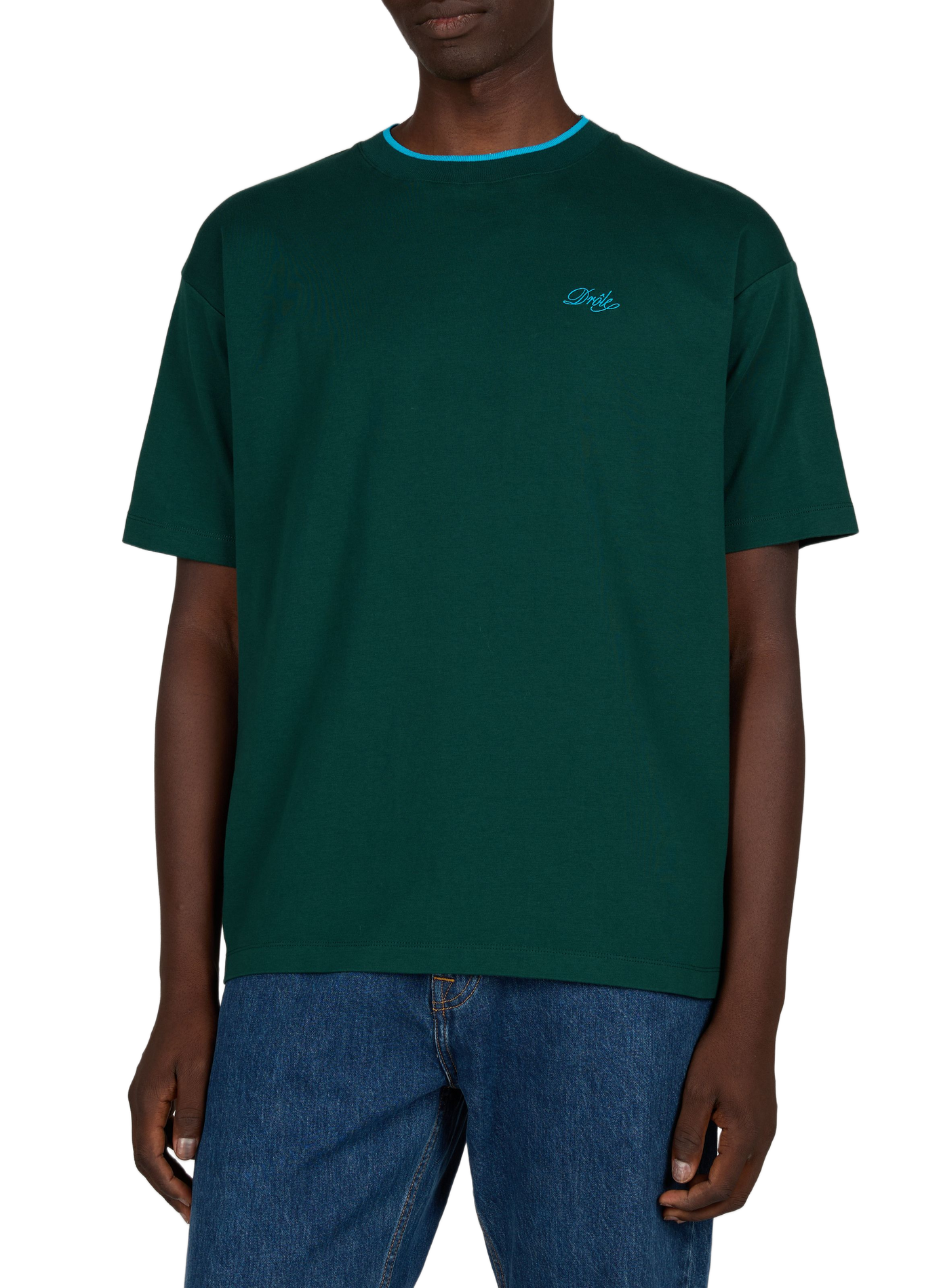 Funny belissima straight round neck cotton T-shirt DROLE DE MONSIEUR Green