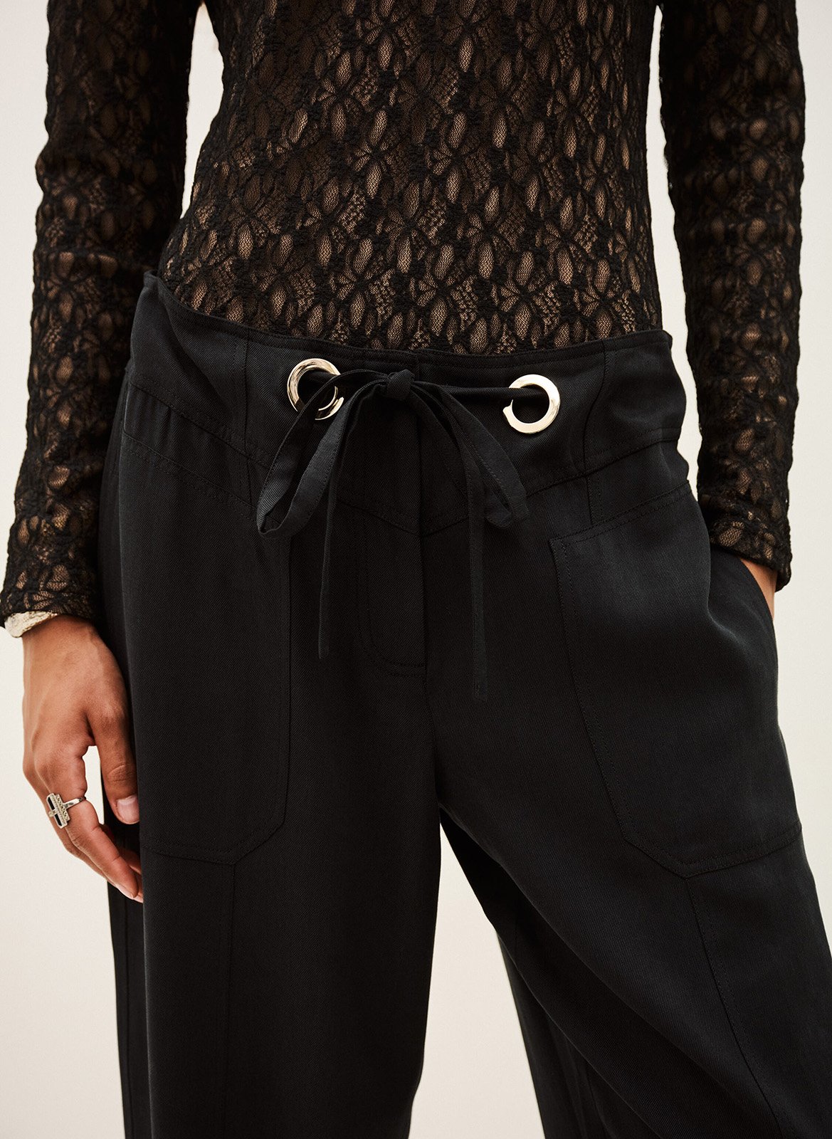 Pantalon fluide taille haute uni pavana BA&SH Noir