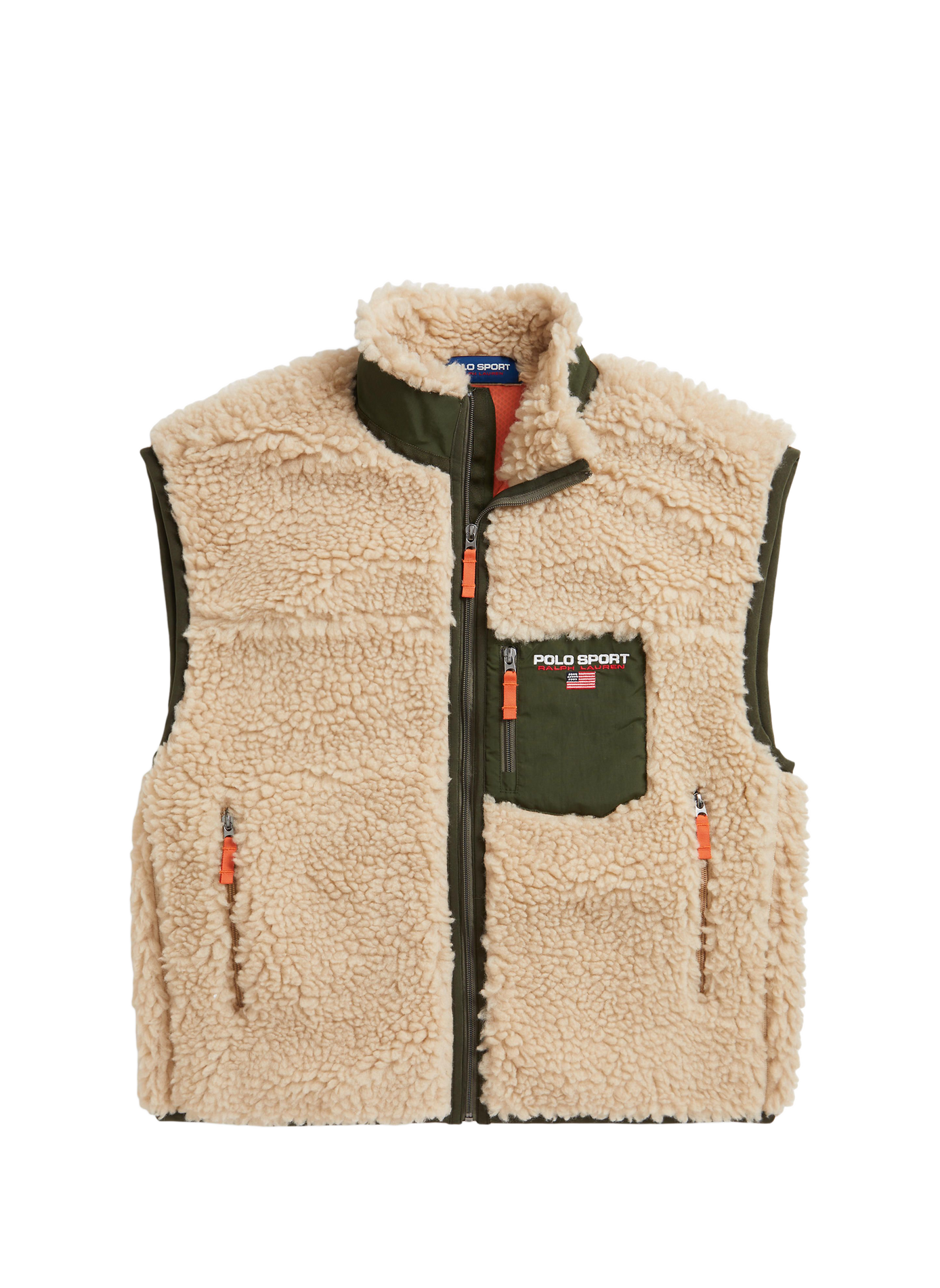 Straight sleeveless zip-up jacket POLO RALPH LAUREN Beige