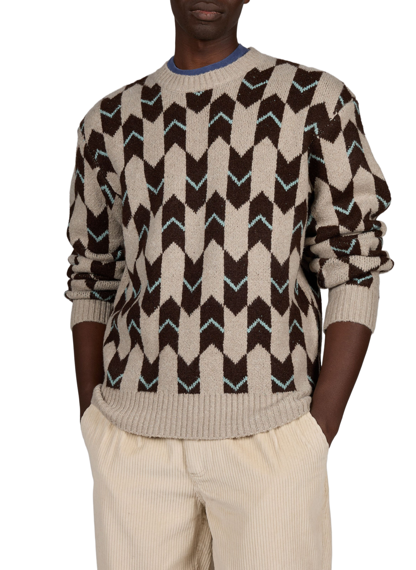 Rechte top met lange mouwen en print FARAH Bruin