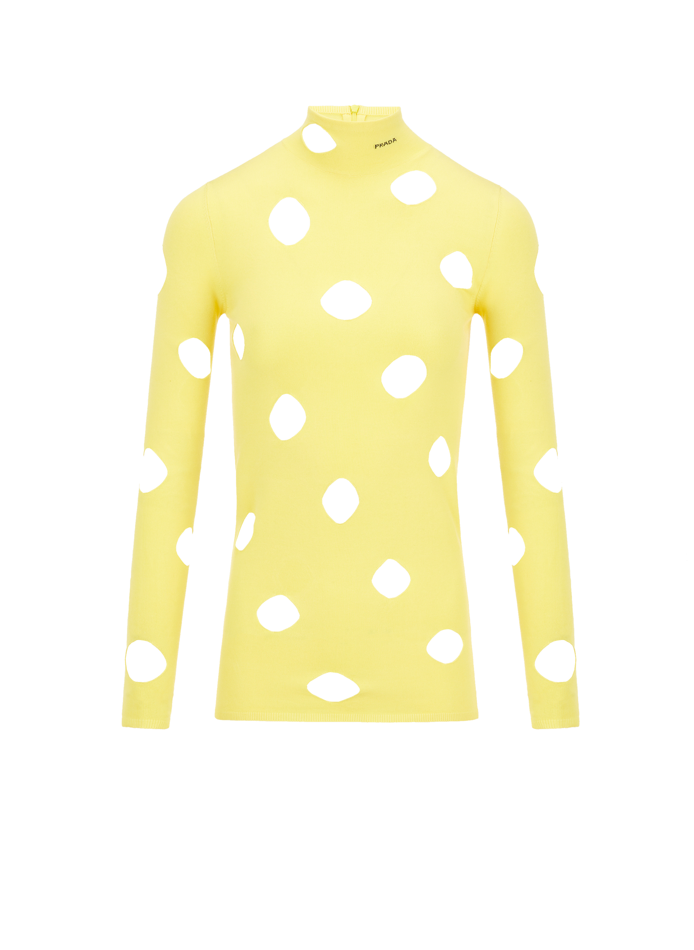 PRADA Wool knit jumper with cut-out details Yellow