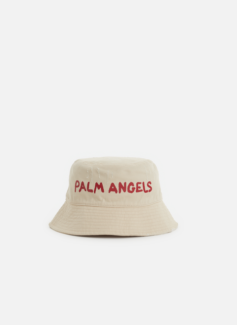 قبعة دلو من القطن باللون الأبيض، palm angels 