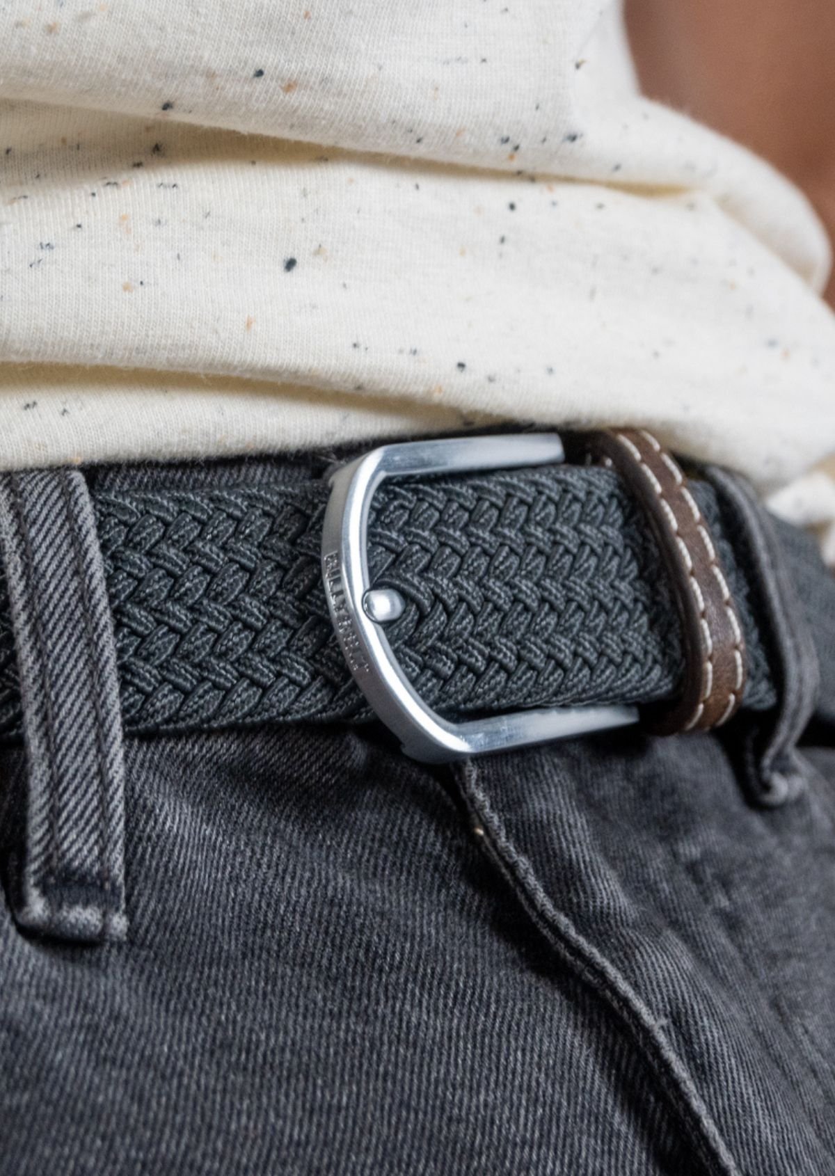 Ceinture tressée élastique unie BILLYBELT Gris