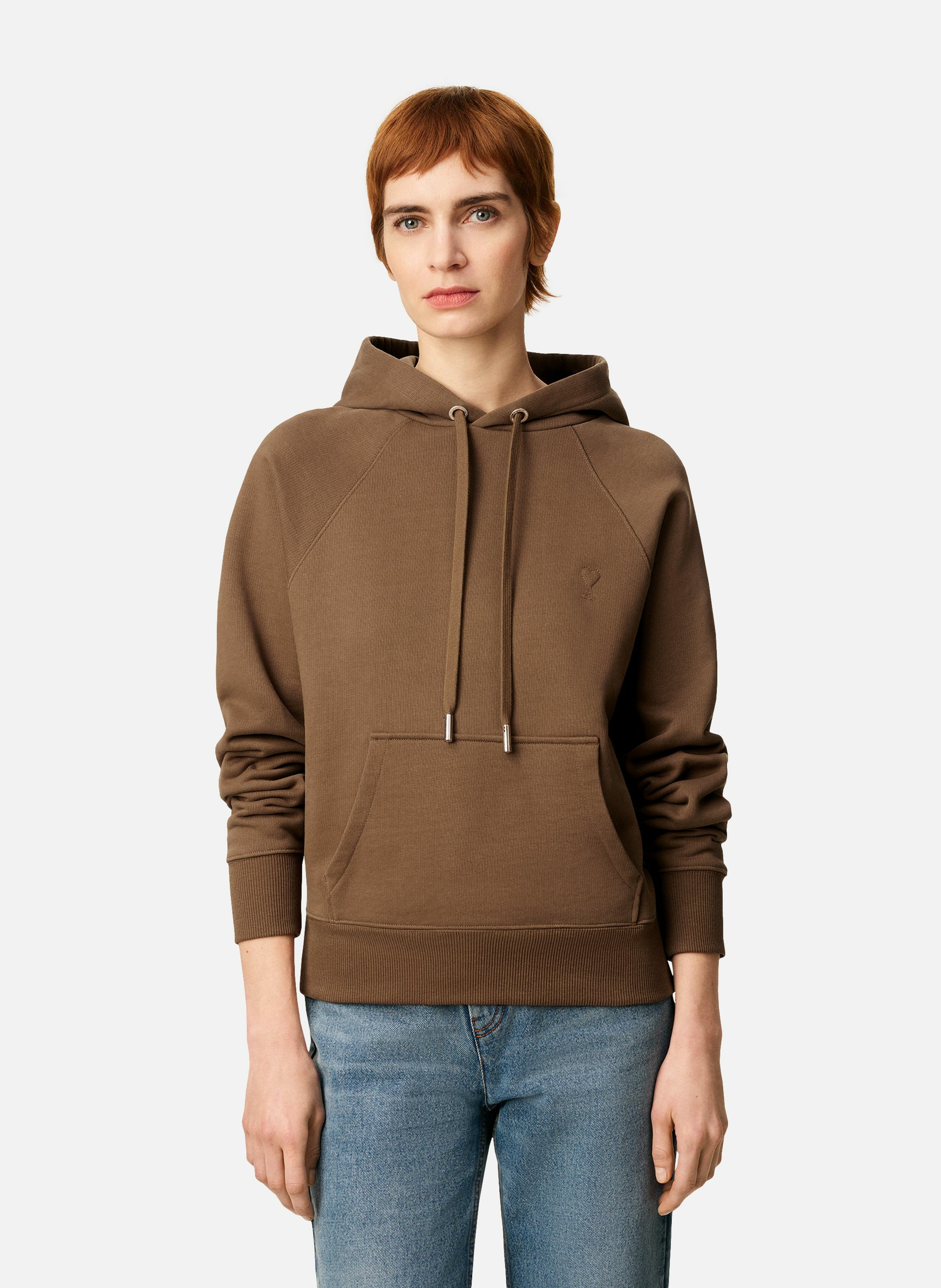 Hoodie ami de coeur en coton unisexe AMI PARIS Marron