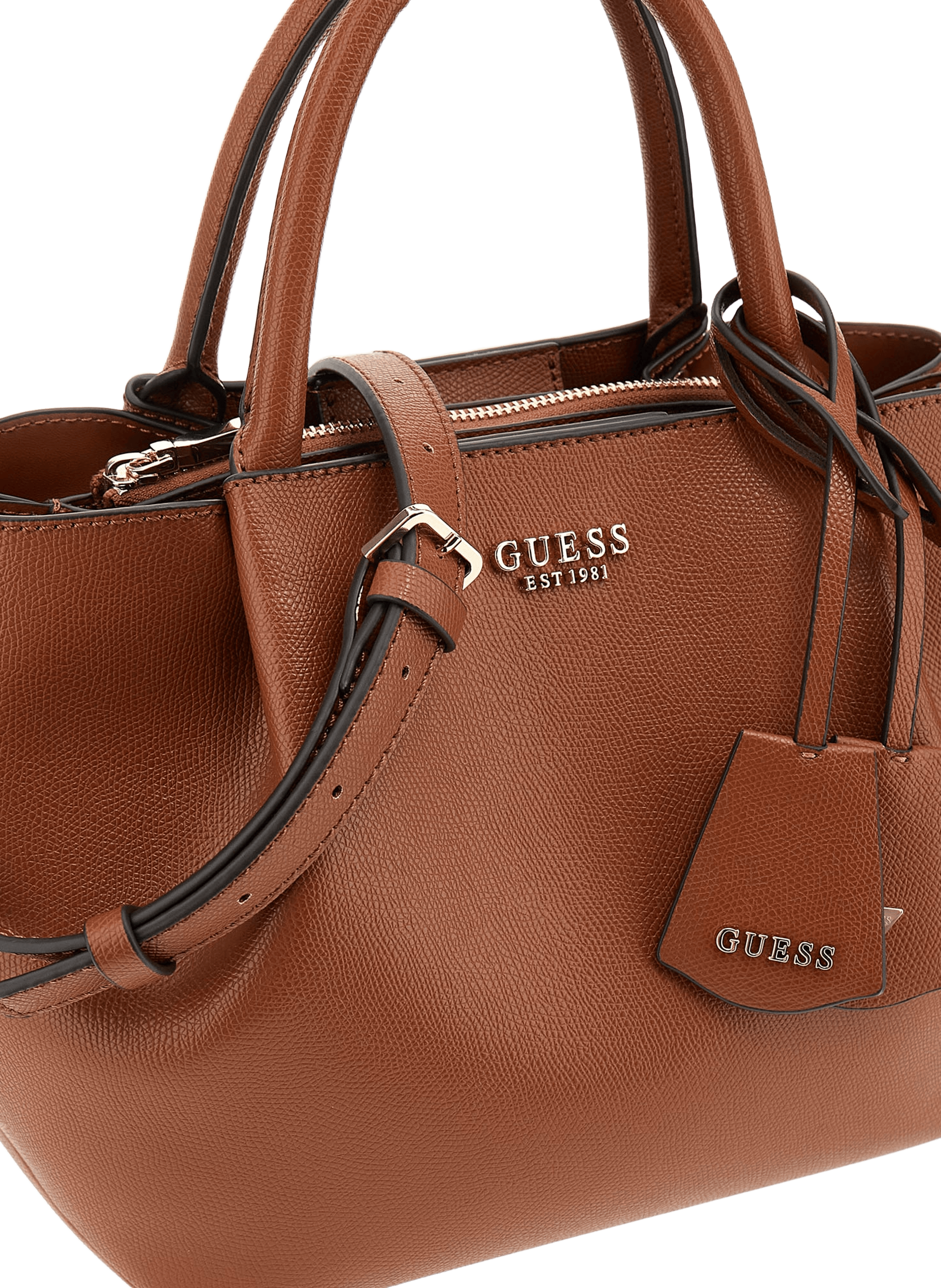Sac à main zippé double anse GUESS Marron