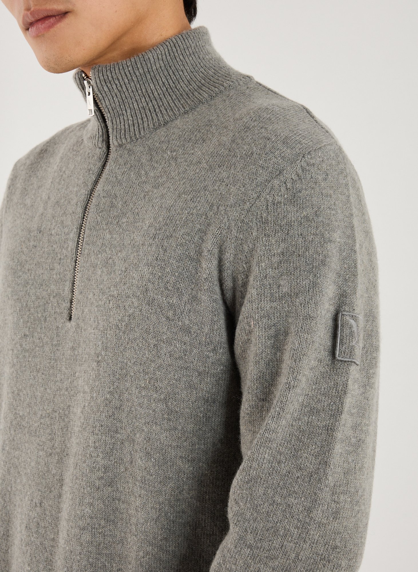 Pull col zippé en laine AIGLE Gris