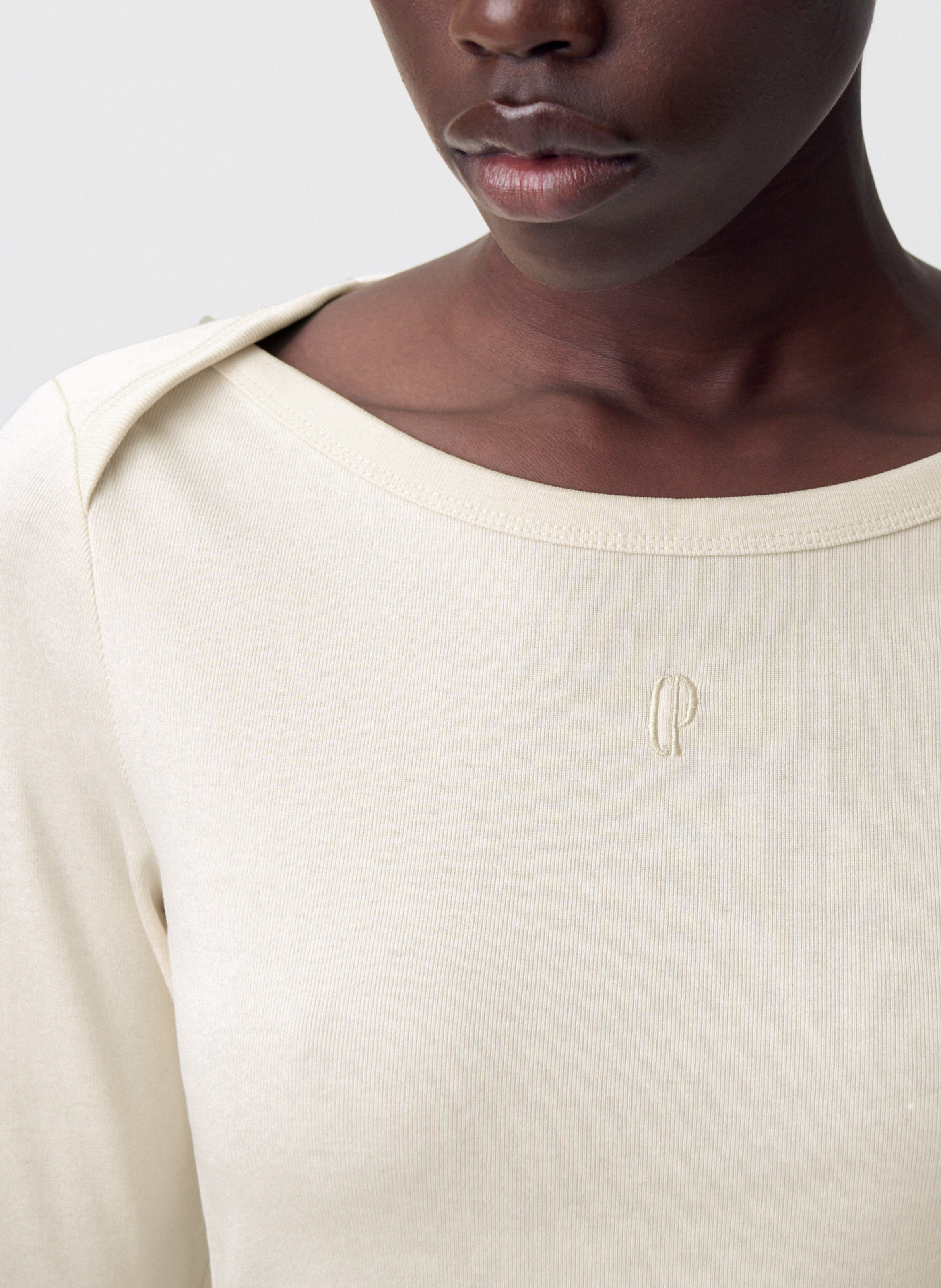 Tee-shirt près du corps col bateau timea CLAUDIE PIERLOT Beige