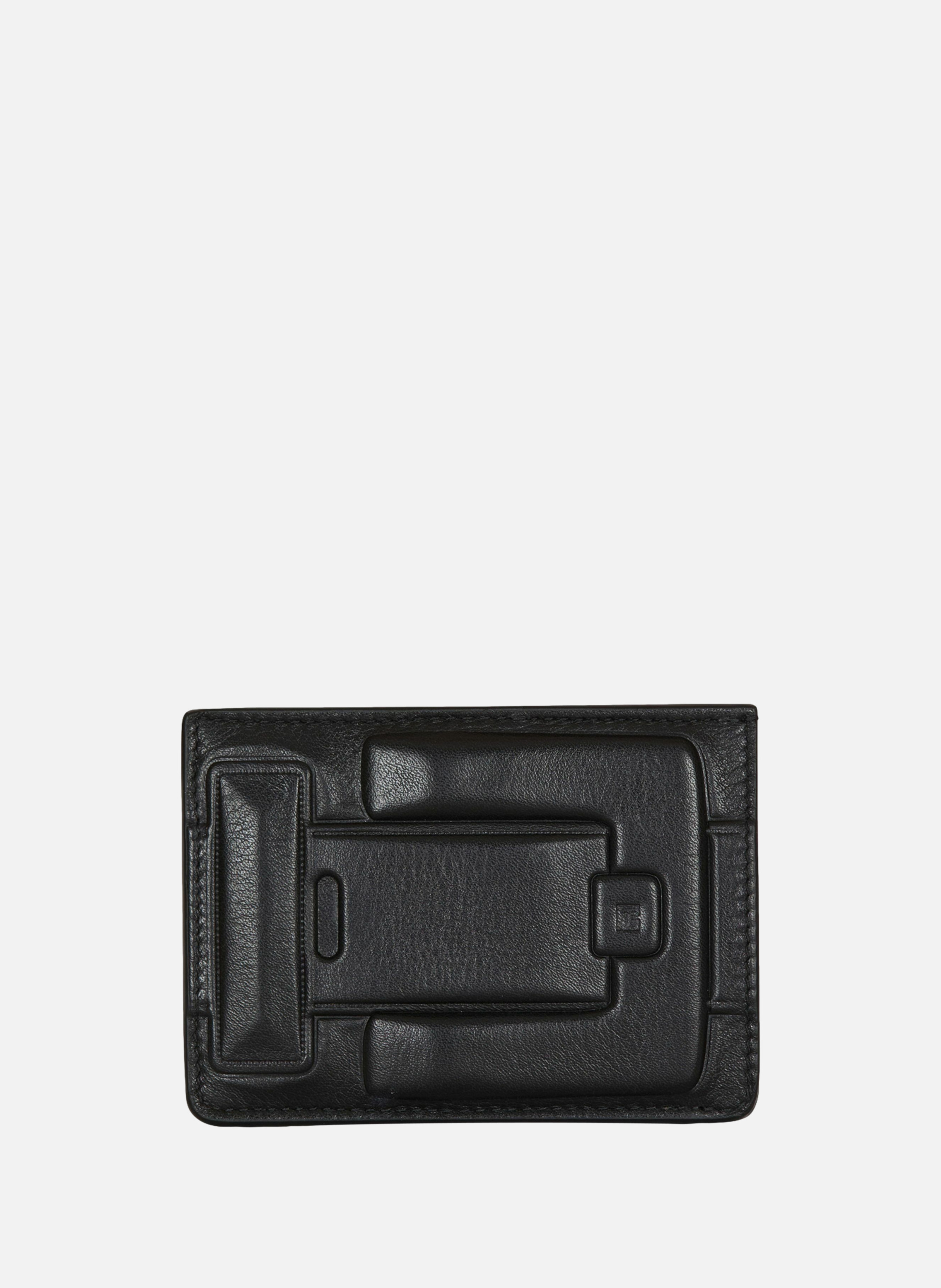 Porte-cartes anthem en cuir de veau Noir BALMAIN