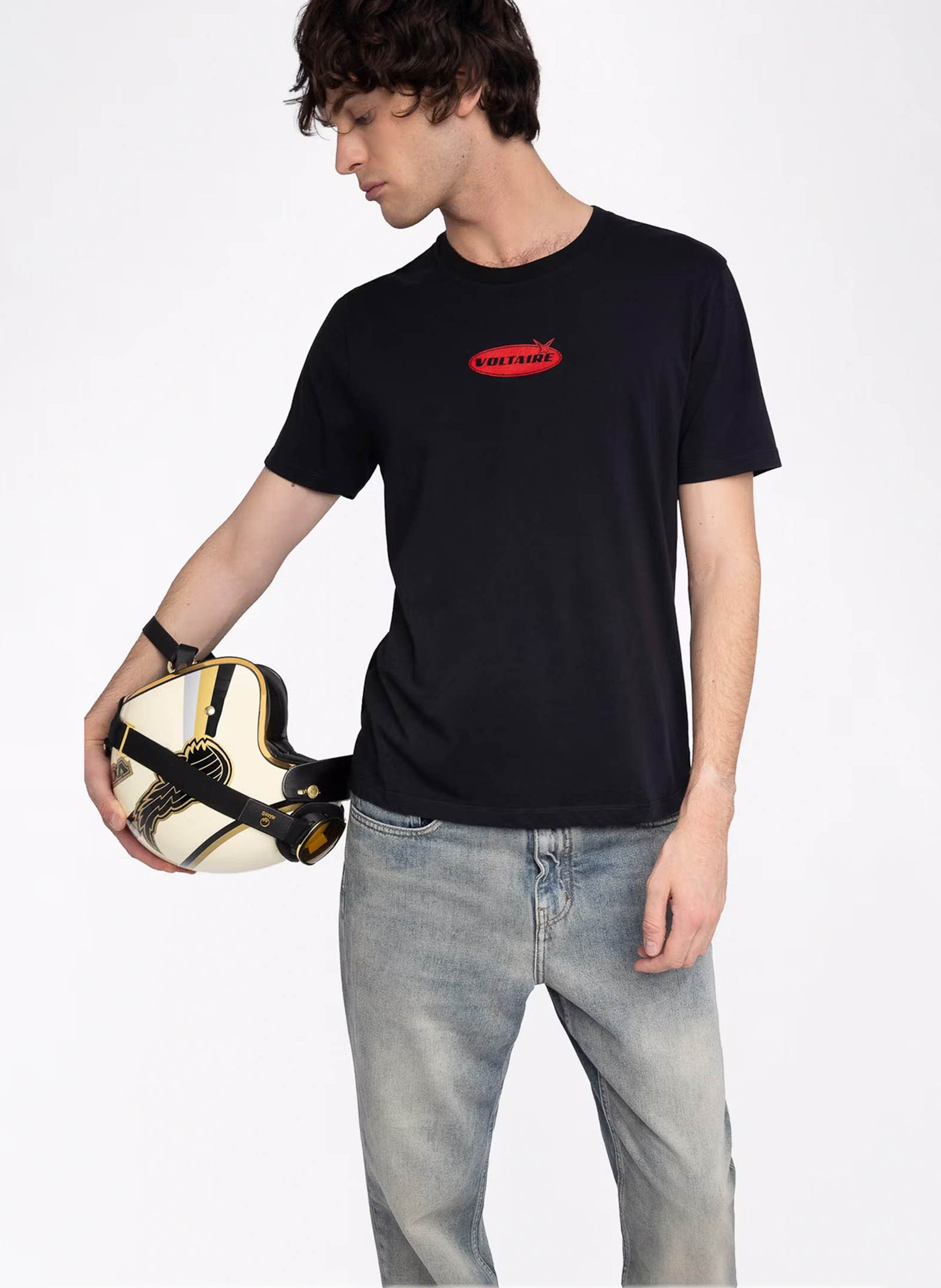 Tee-shirt droit col rond en coton tommy ZADIG&VOLTAIRE Noir