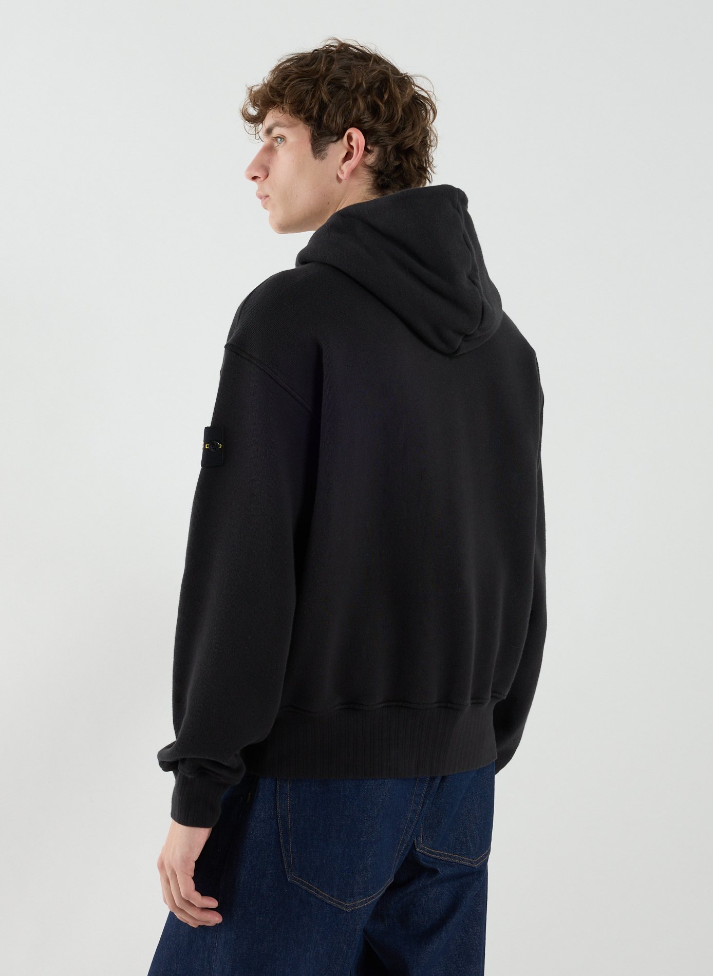 Cotton zip-up hoodie STONE ISLAND Black