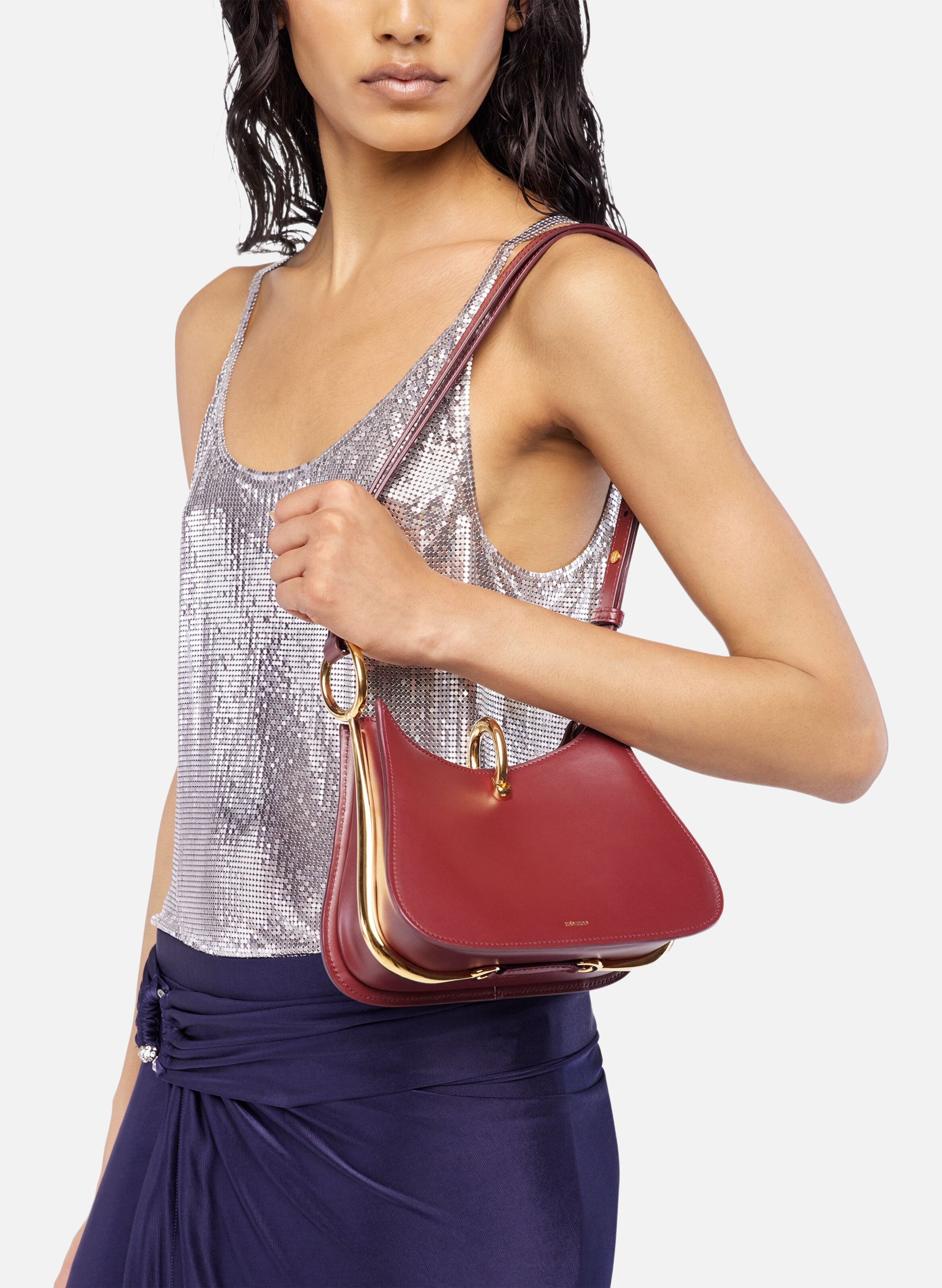 Petit sac ring en cuir RABANNE Rouge