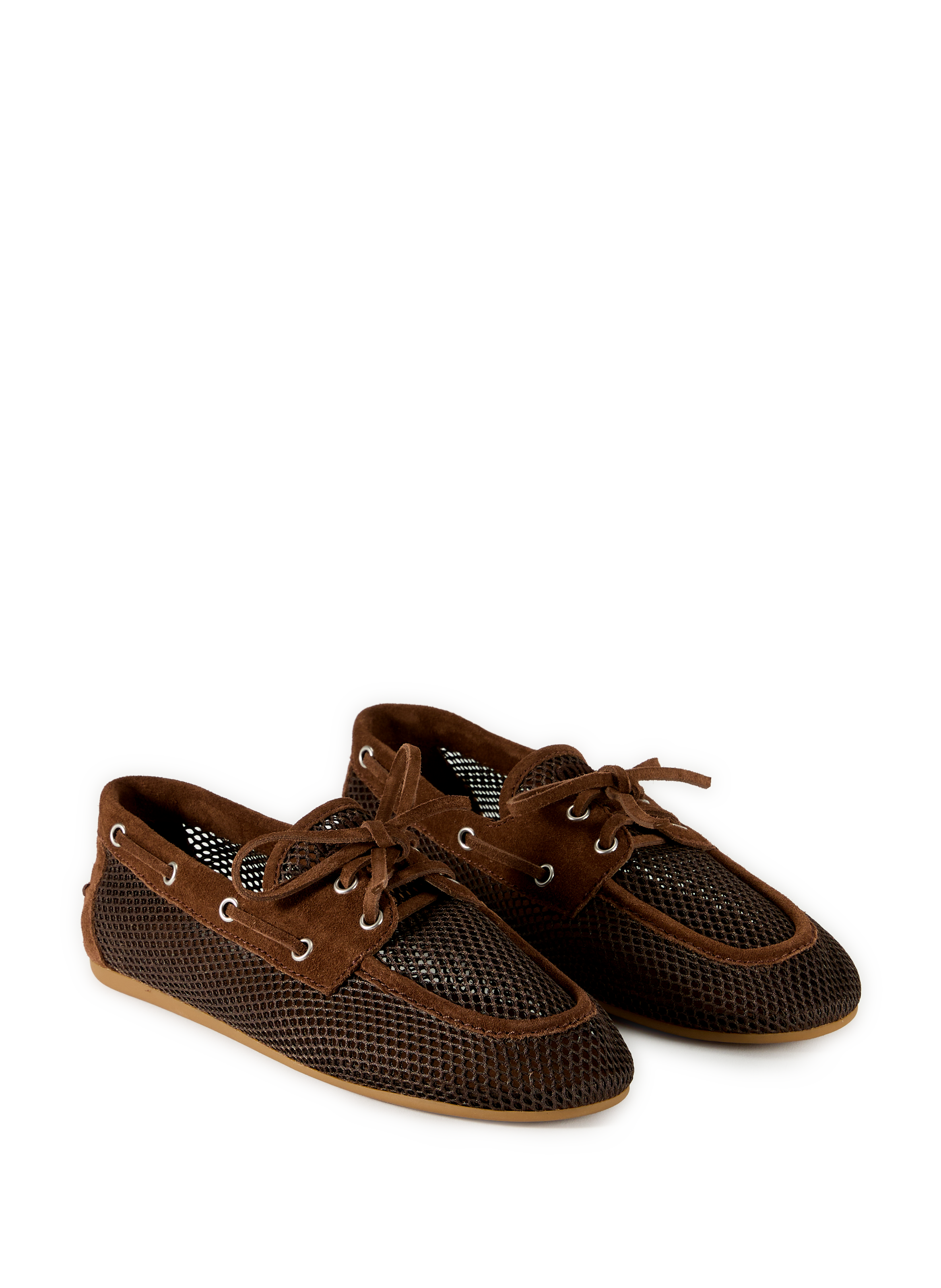 Mocassins ajourés en cuir mélangé MIU MIU Marron