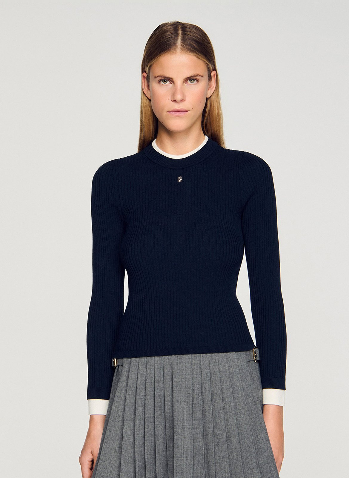 Pull col rond SANDRO Bleu