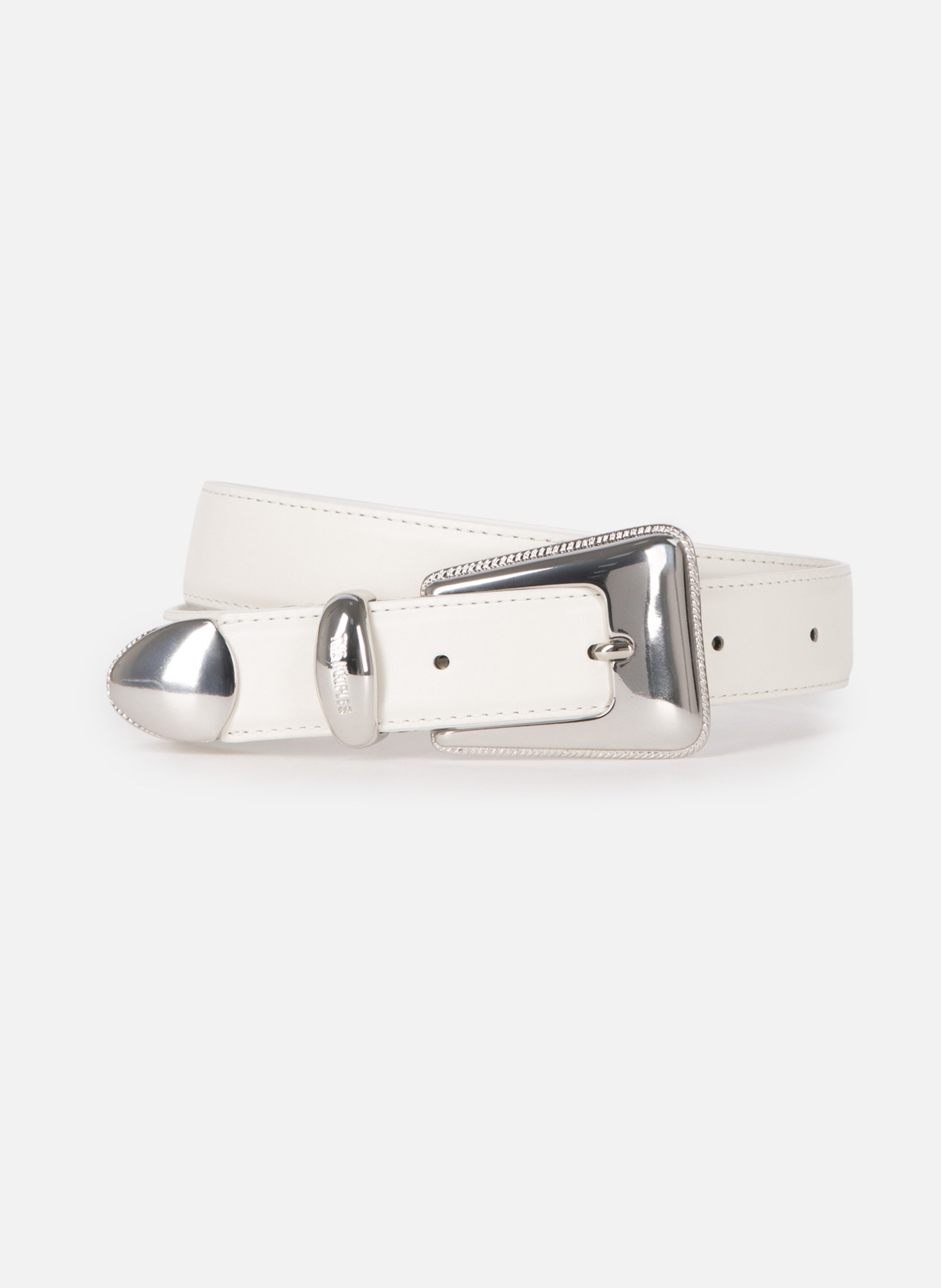 Ceinture boucle western dorée en cuir THE KOOPLES Beige