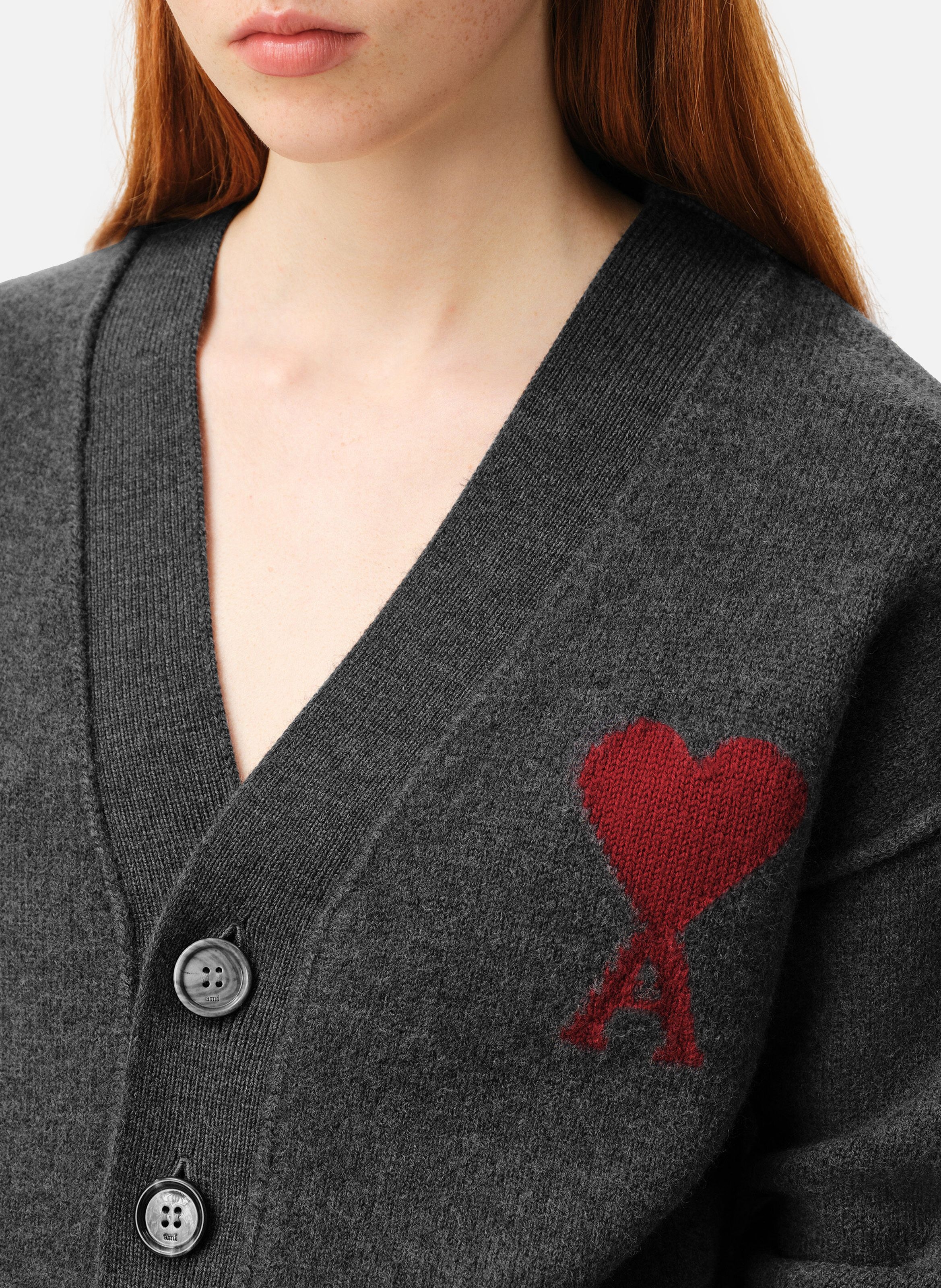 Cardigan Ami De Coeur En Laine unisexe AMI PARIS Gris