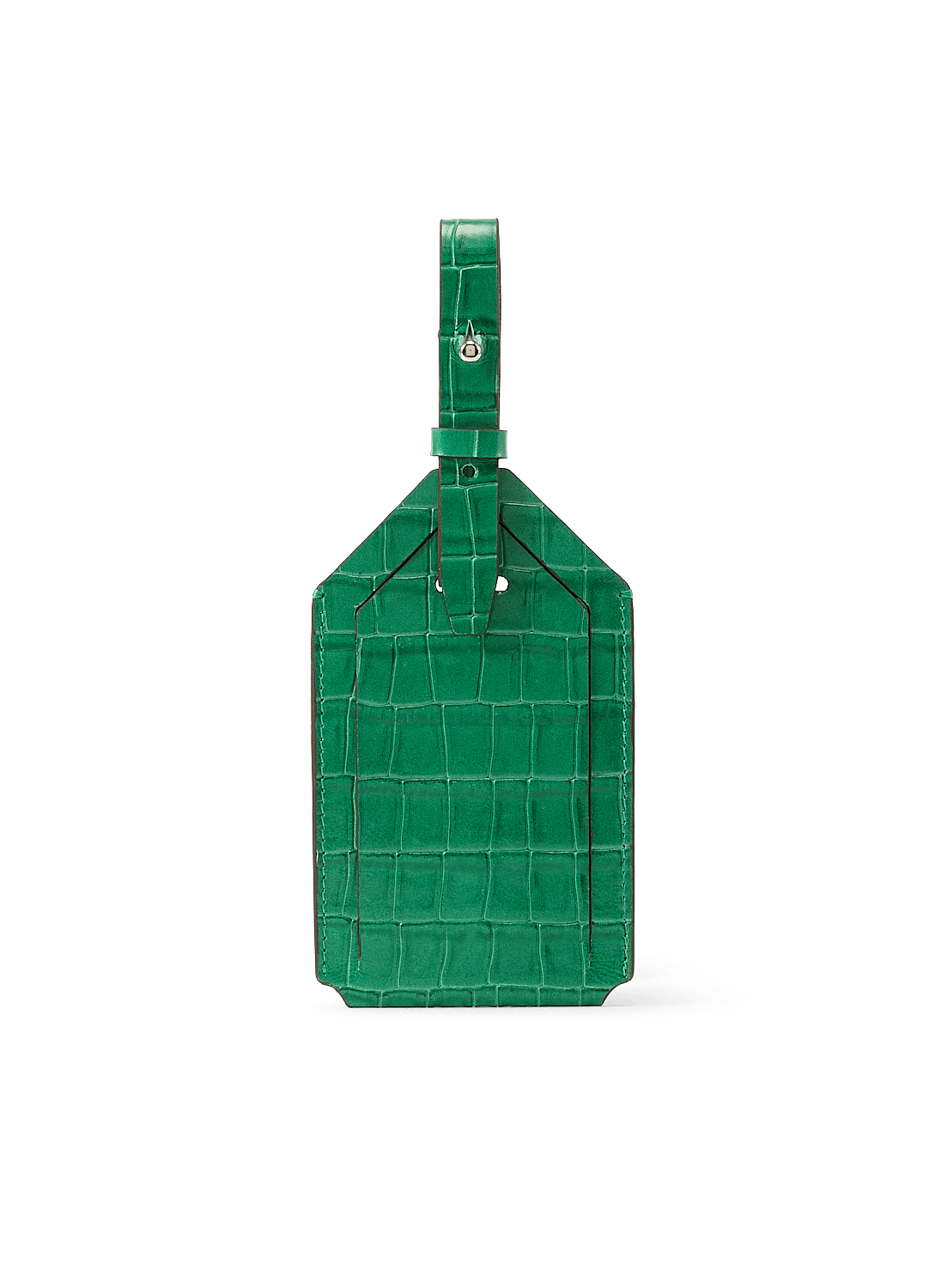 Étiquette de bagage en cuir embossé effet crocodile PAUL SMITH Vert