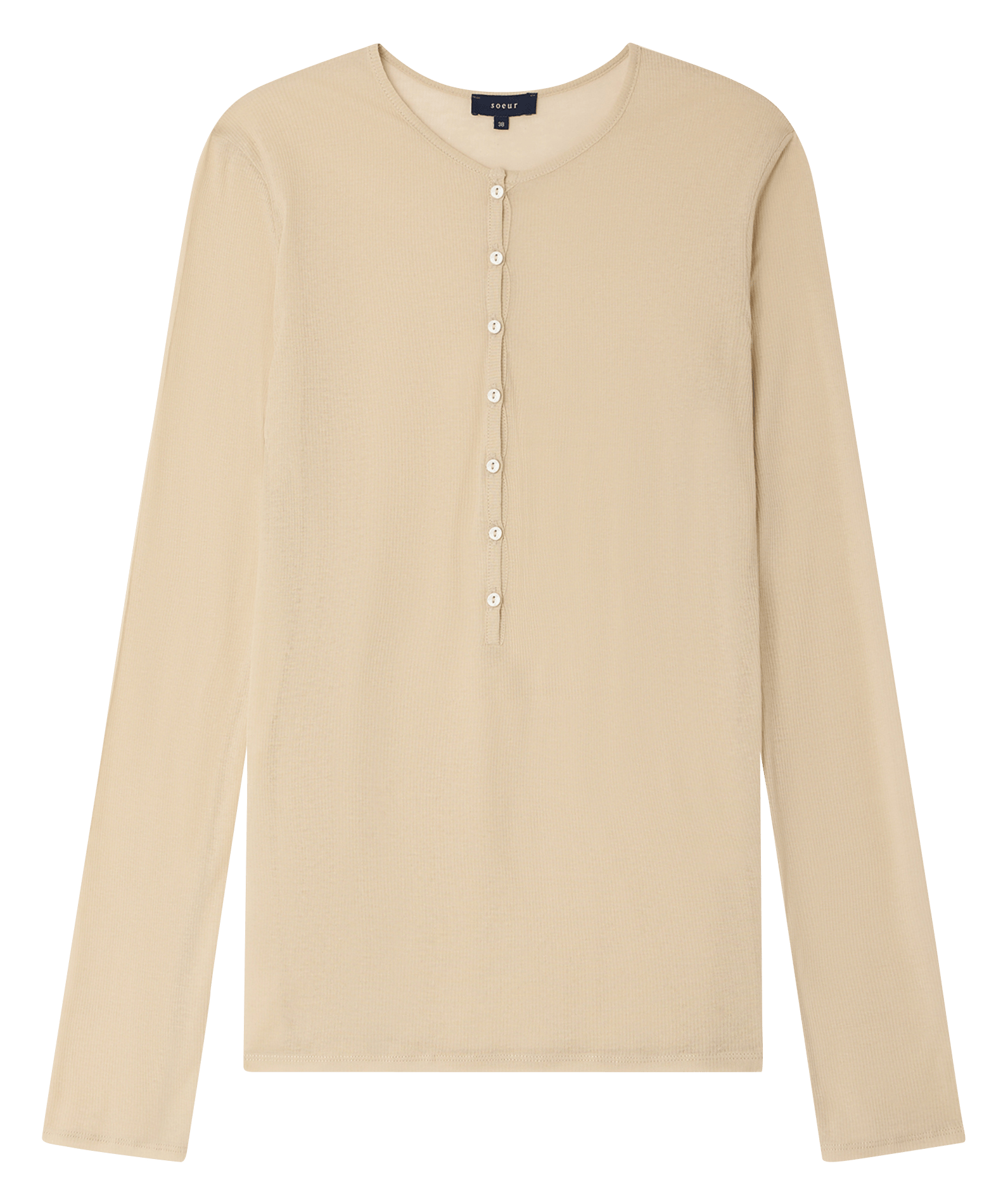 T-shirt droit col rond en coton bio isabella SOEUR Beige