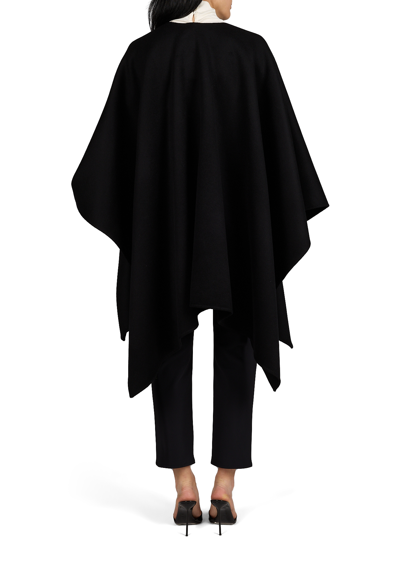 Solid color wool poncho ROHE FRAMES Black