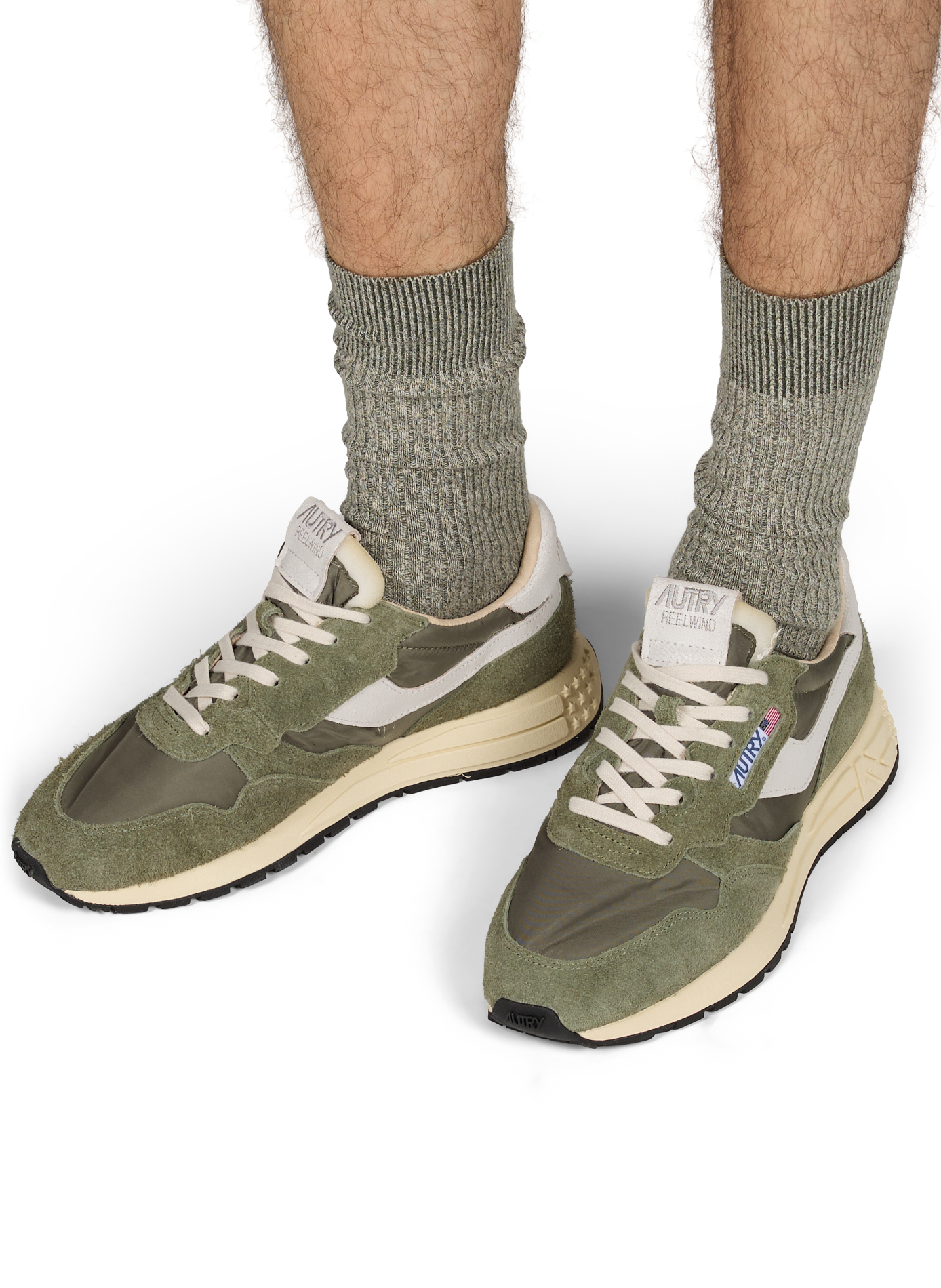 Baskets bi-matière crantées AUTRY Kaki