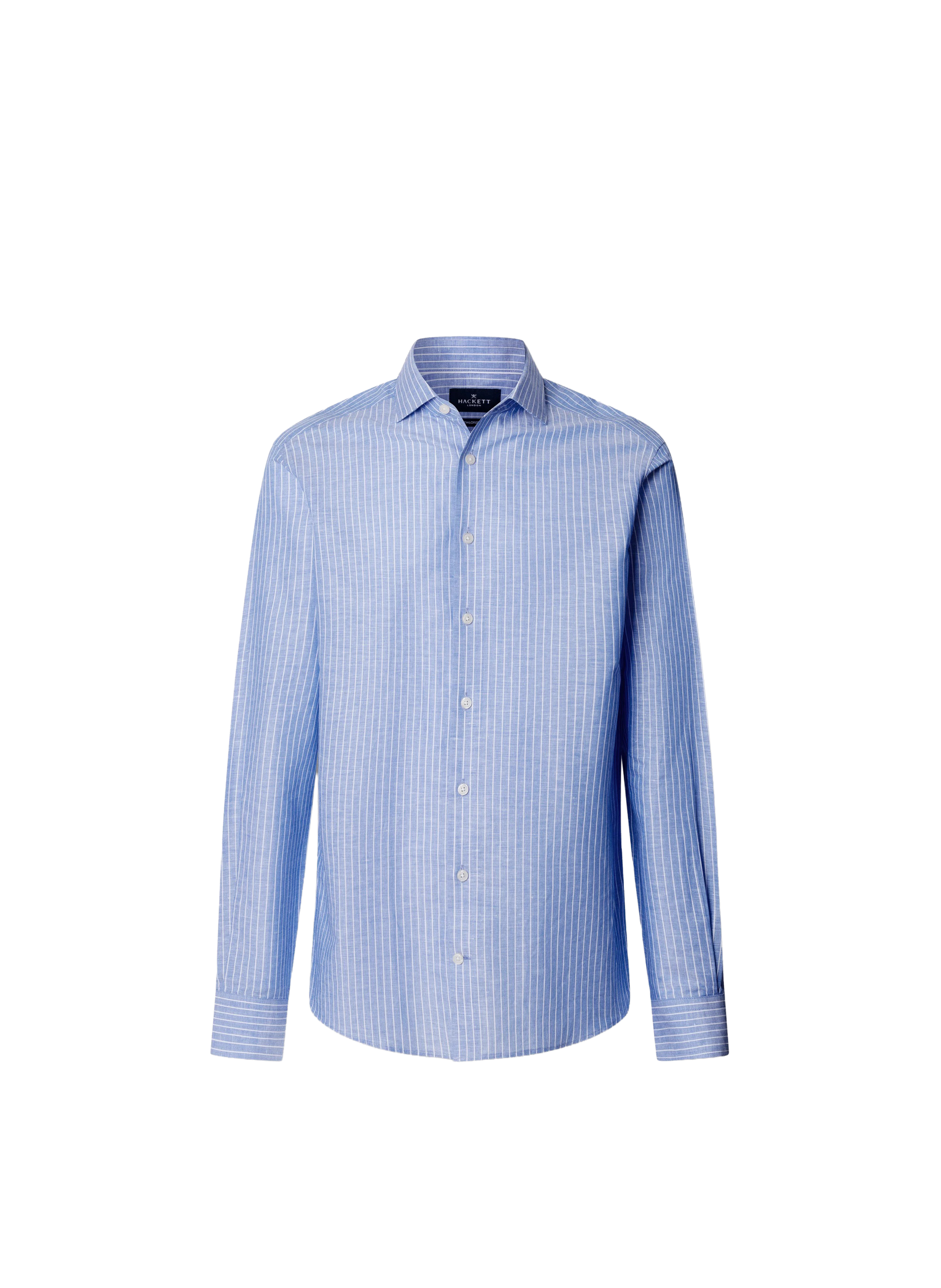 Straight-fit linen and cotton shirt HACKETT Blue