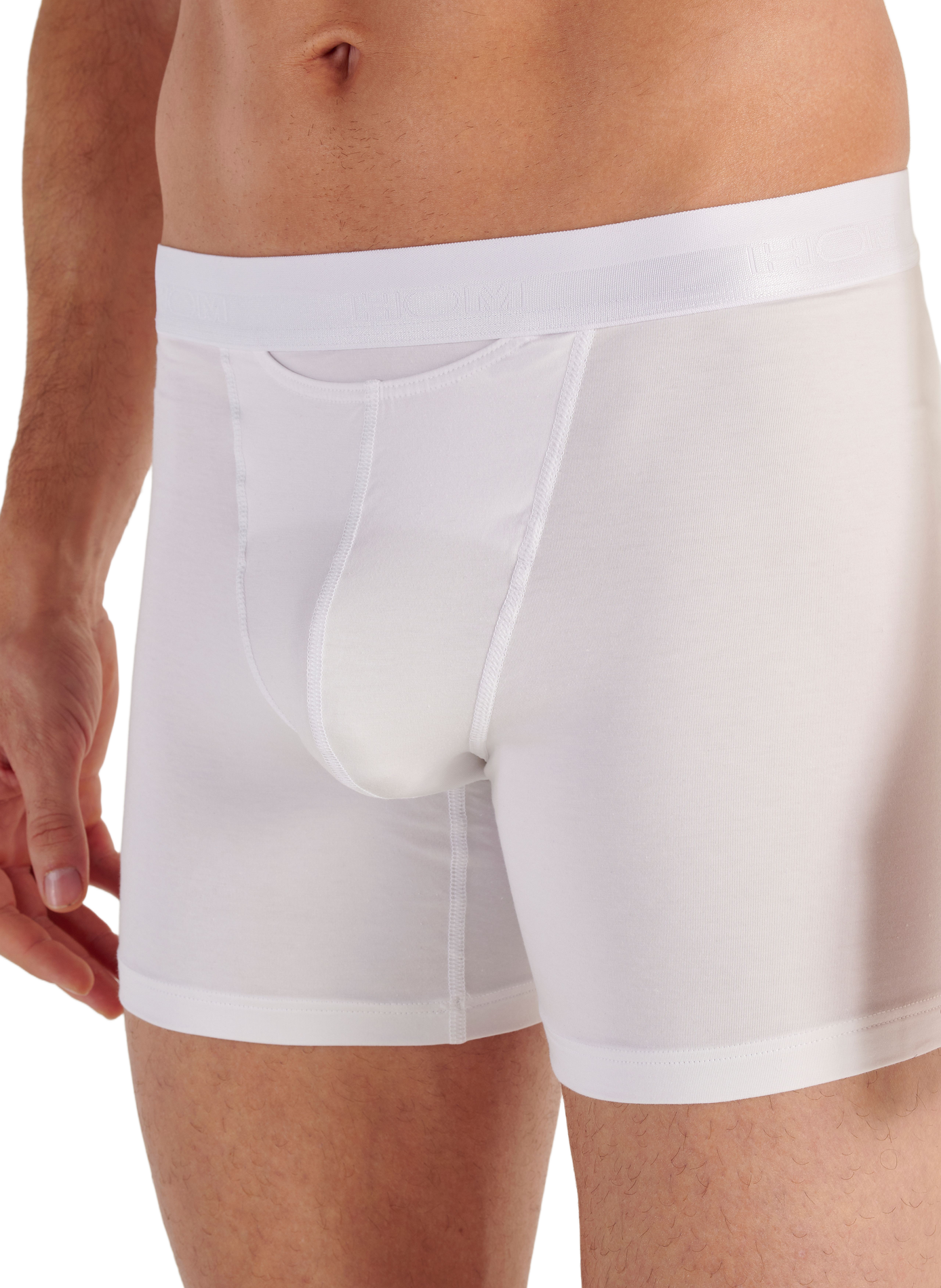 Boxer mi-long en coton et modal HOM Blanc