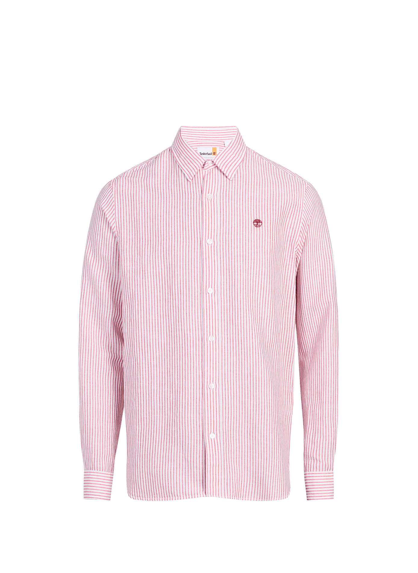 Chemise rayée droite en coton et lin TIMBERLAND Rouge