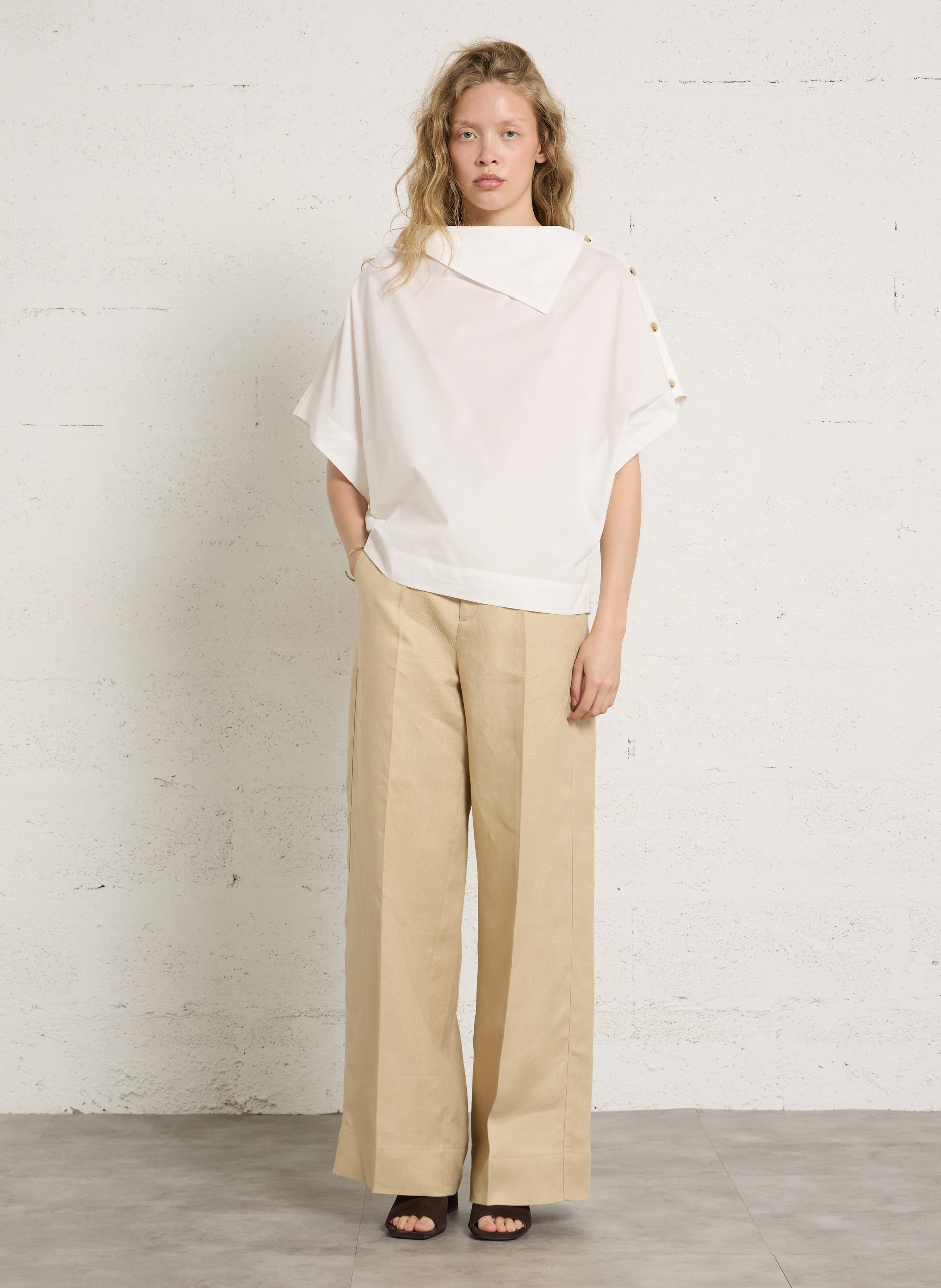 Pantalon large en lin hippolyte SOEUR Beige