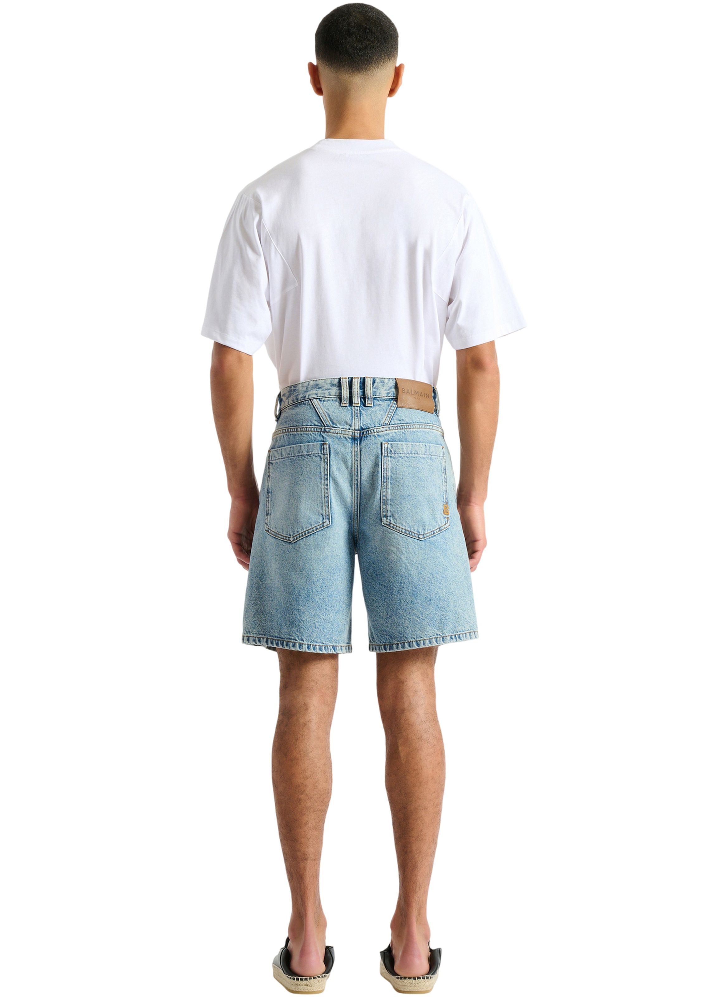 Bermuda en denim délavé light blue BALMAIN Bleu