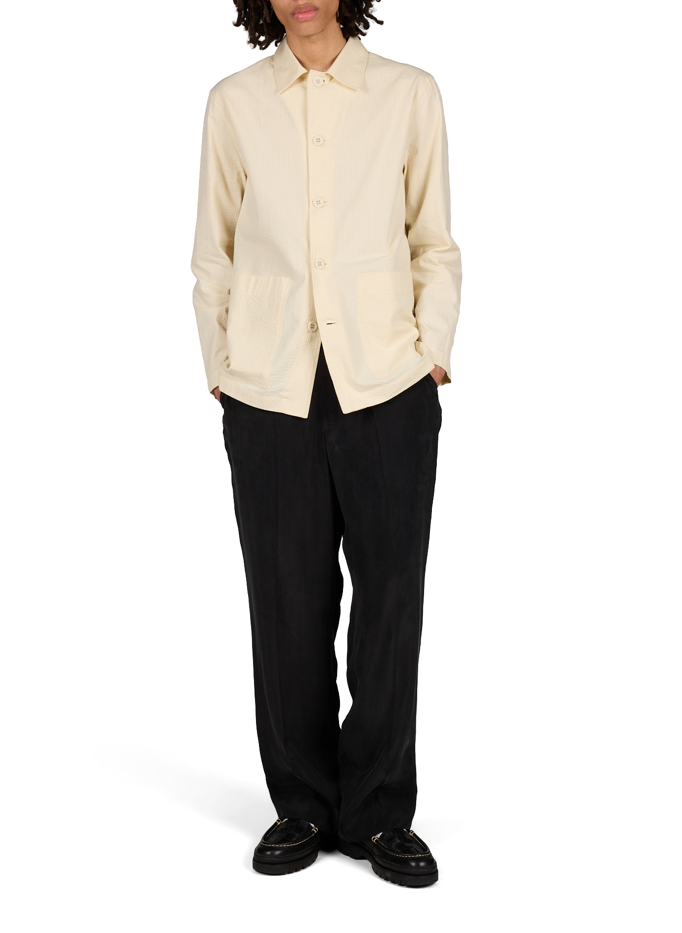 Chemise col classique manches contrastantes en coton OFFICINE GENERALE Beige