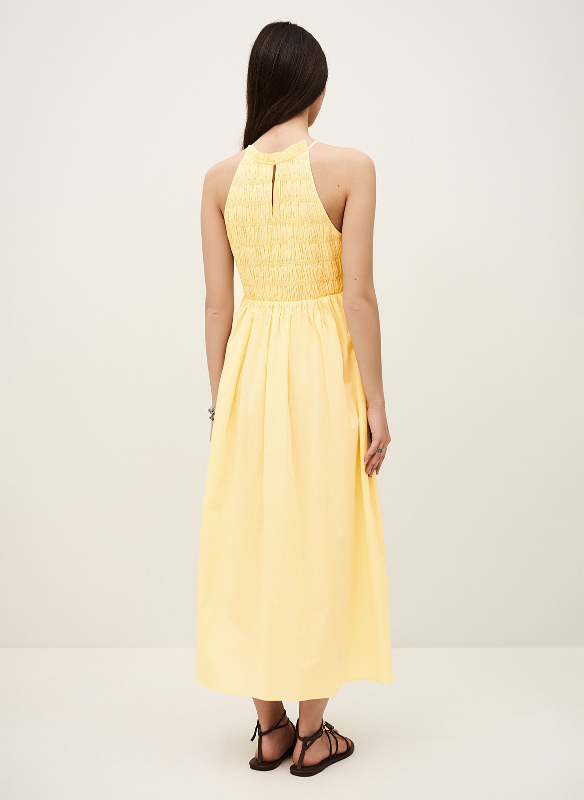 Robe longue col rond en coton eris Jaune