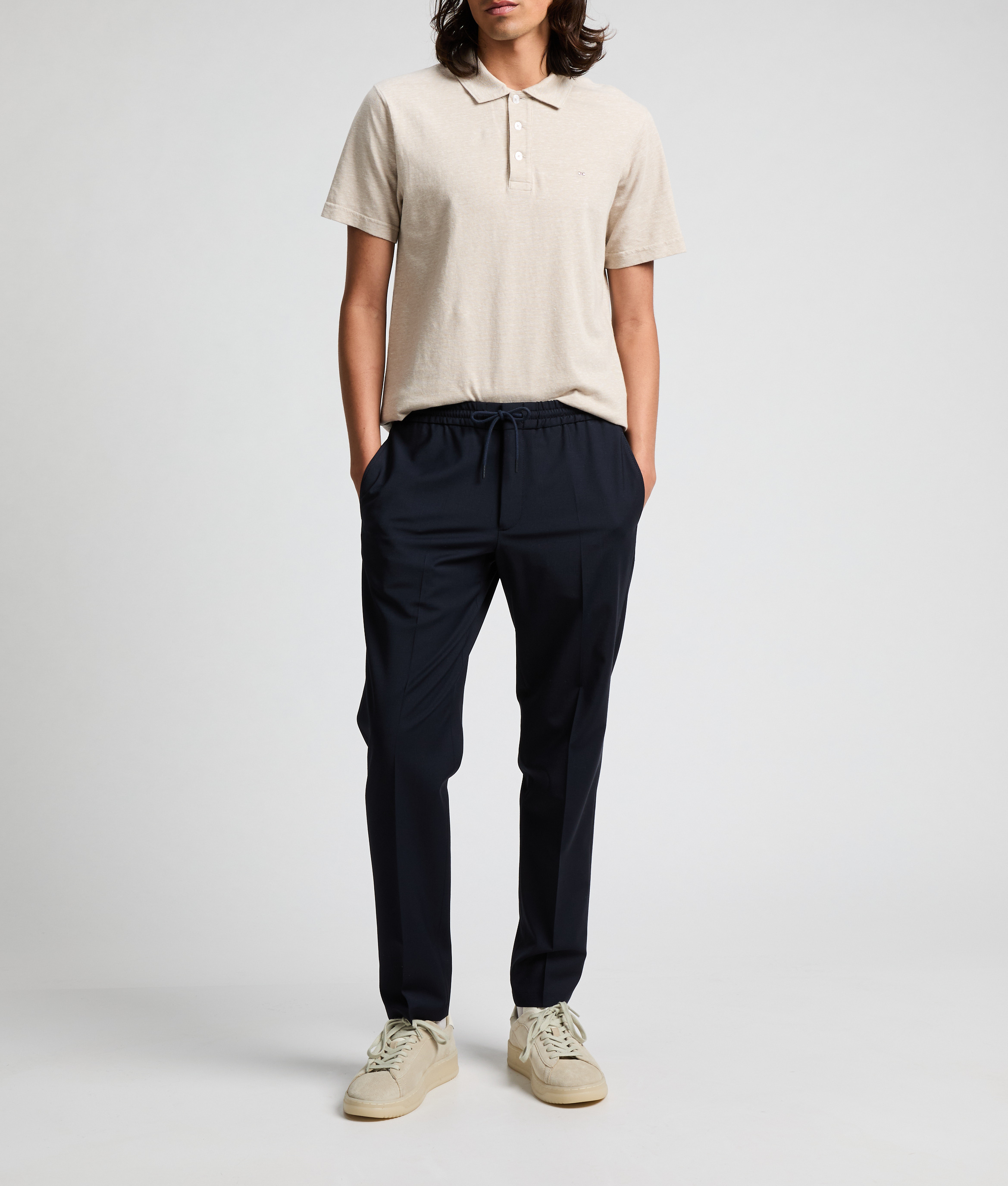 Pantalon droit en laine mélangée EDEN PARK Bleu