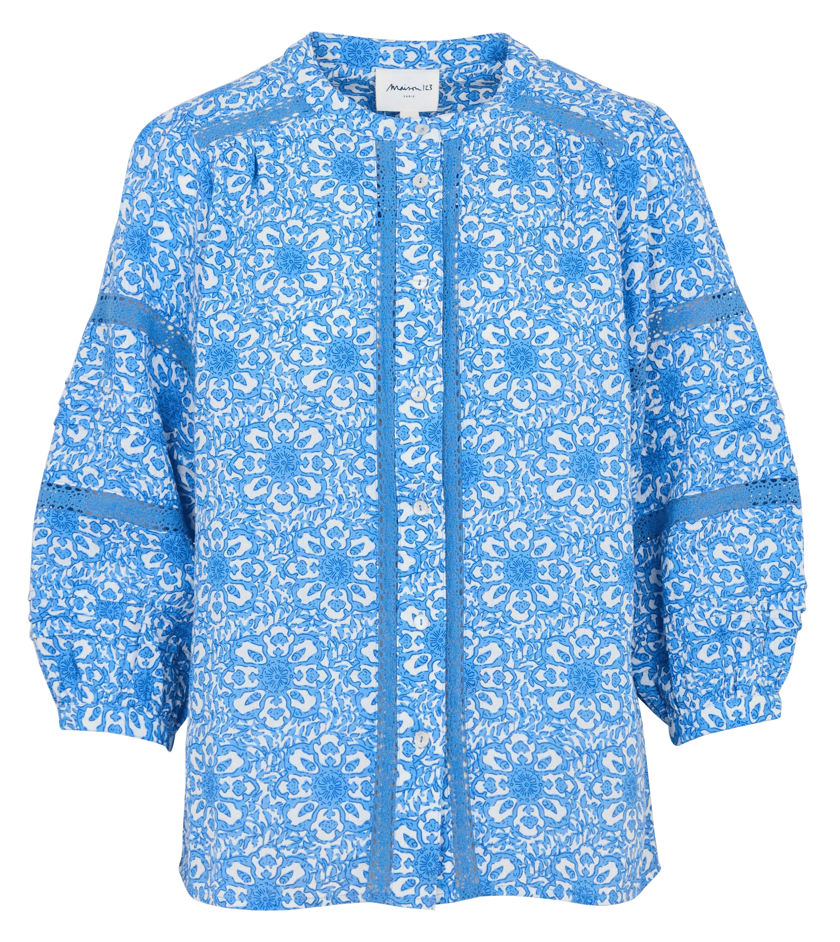 Blouse droite imprimée en coton mélangé domy MAISON 123 Bleu