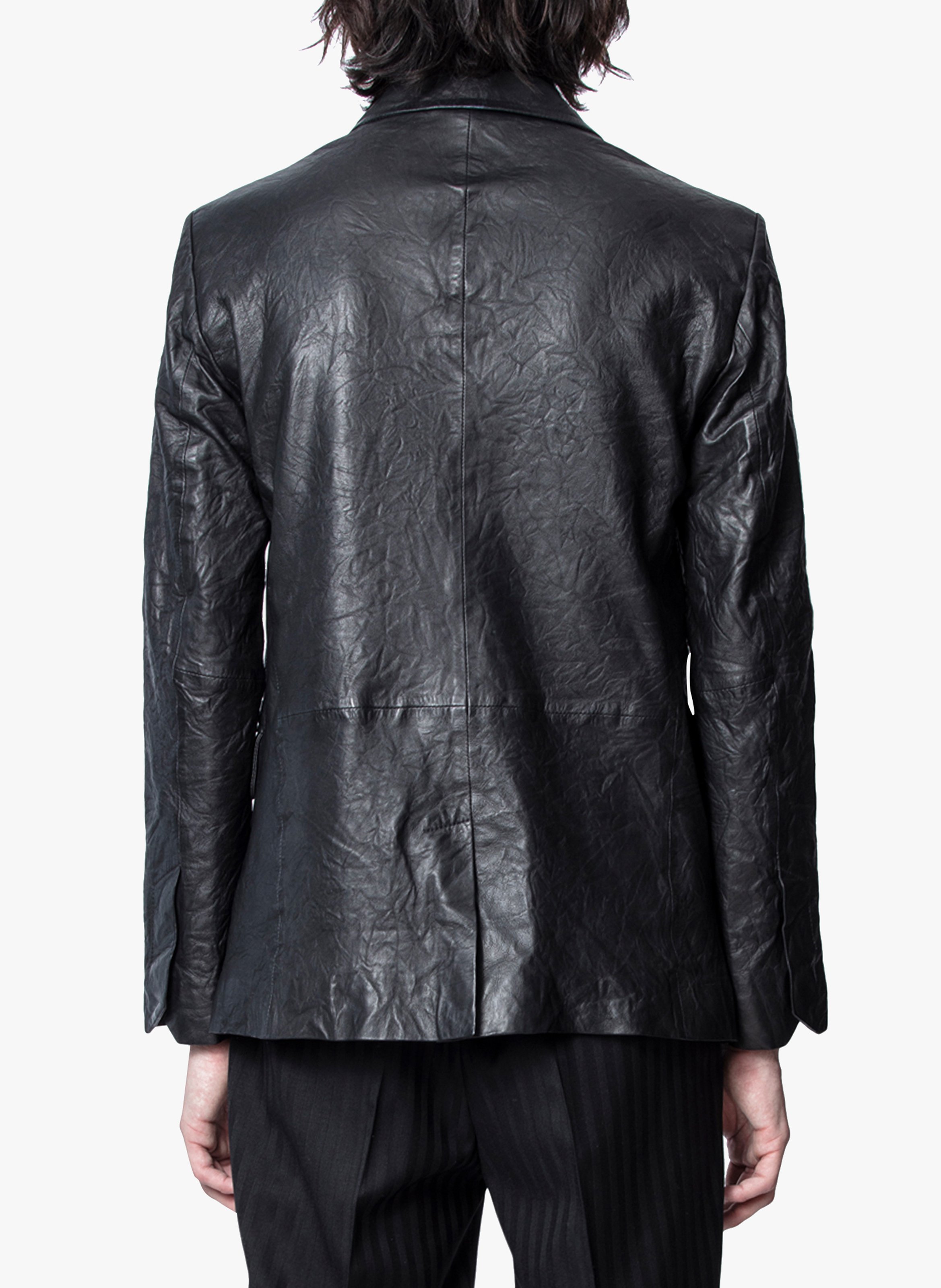 Veste col tailleur en cuir froissé valfried ZADIG&VOLTAIRE Zwart
