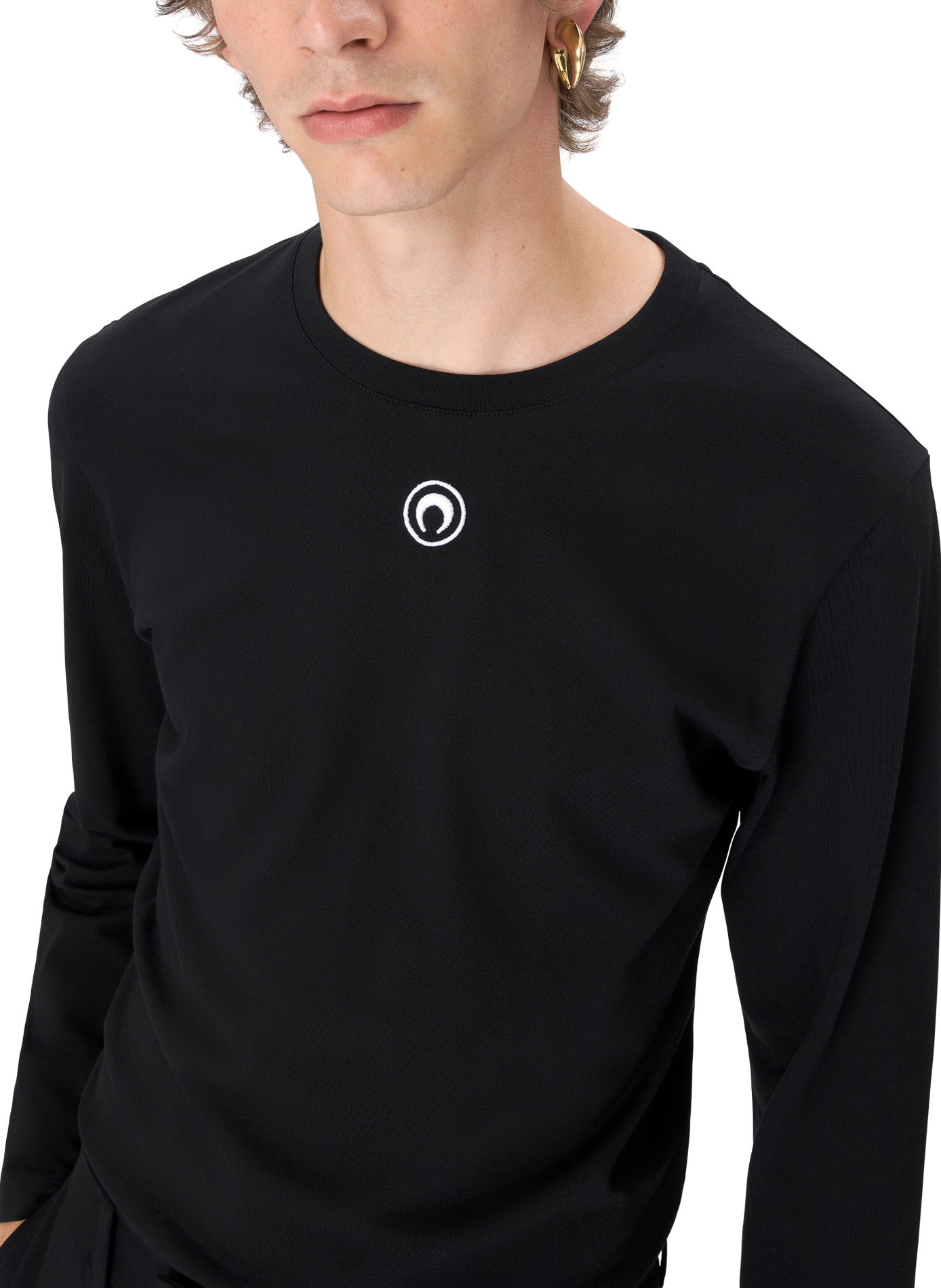 T-shirt uni à manches longues en coton biologique MARINE SERRE Noir