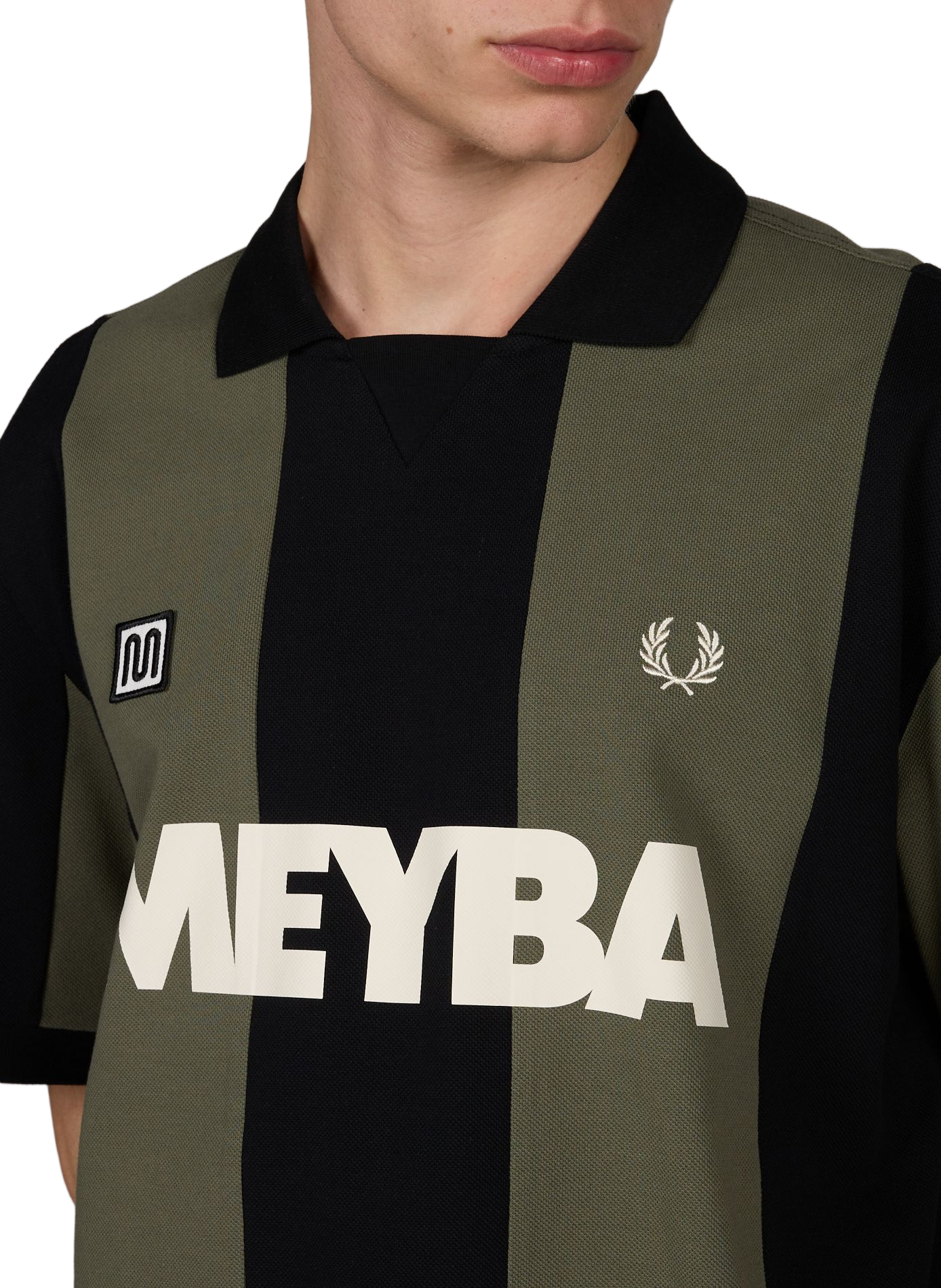 Piqué Cotton Vertical Striped Polo FRED PERRY Black
